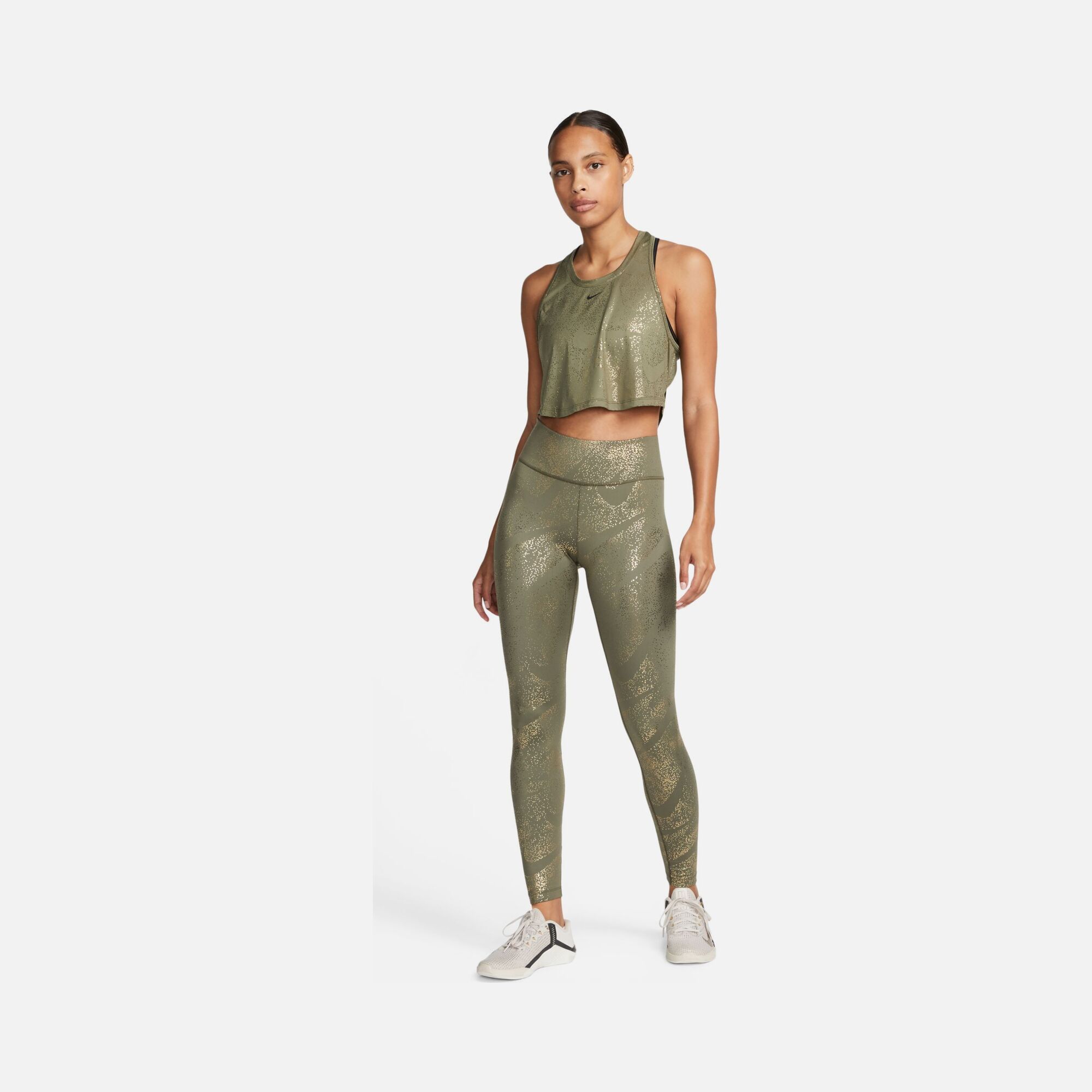 Nike One Dri-Fit Sparkle Swoosh Graphics Mid-Rise Training Kadın Tayt