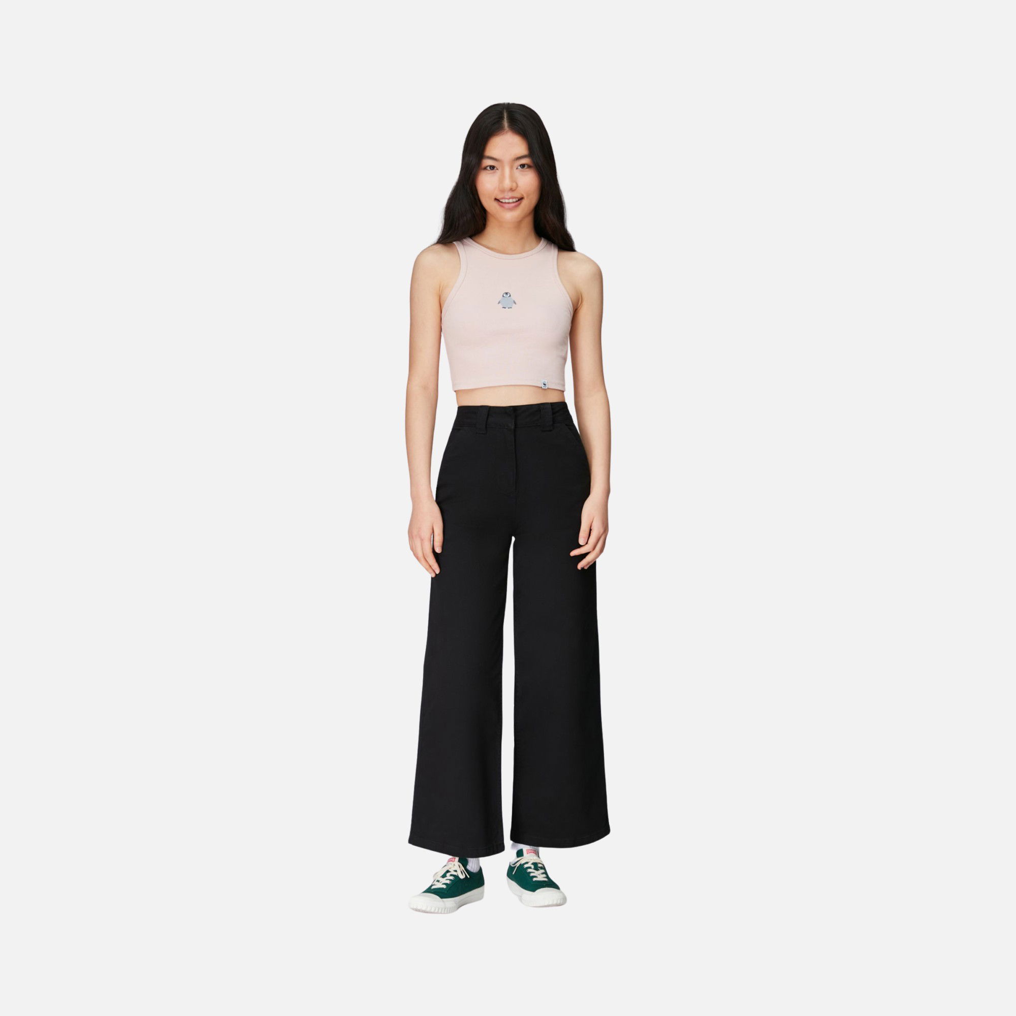 WWF Sportswear Yavru İmparator Penguen Embroidered Cropped Kadın Atlet