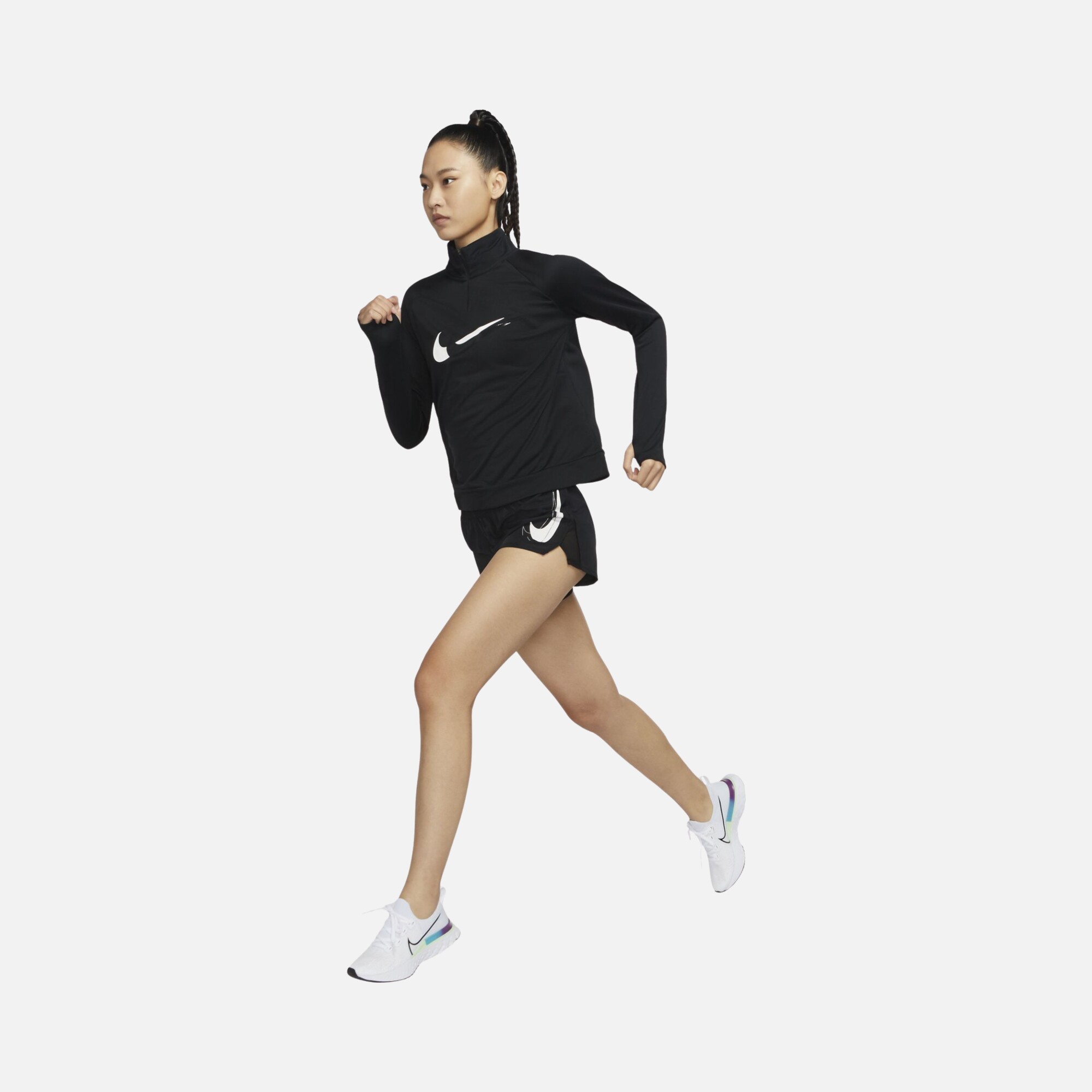 Nike Dri-Fit Swoosh Run 1/4-Zip Running Midlayer Long-Sleeve Kadın Tişört