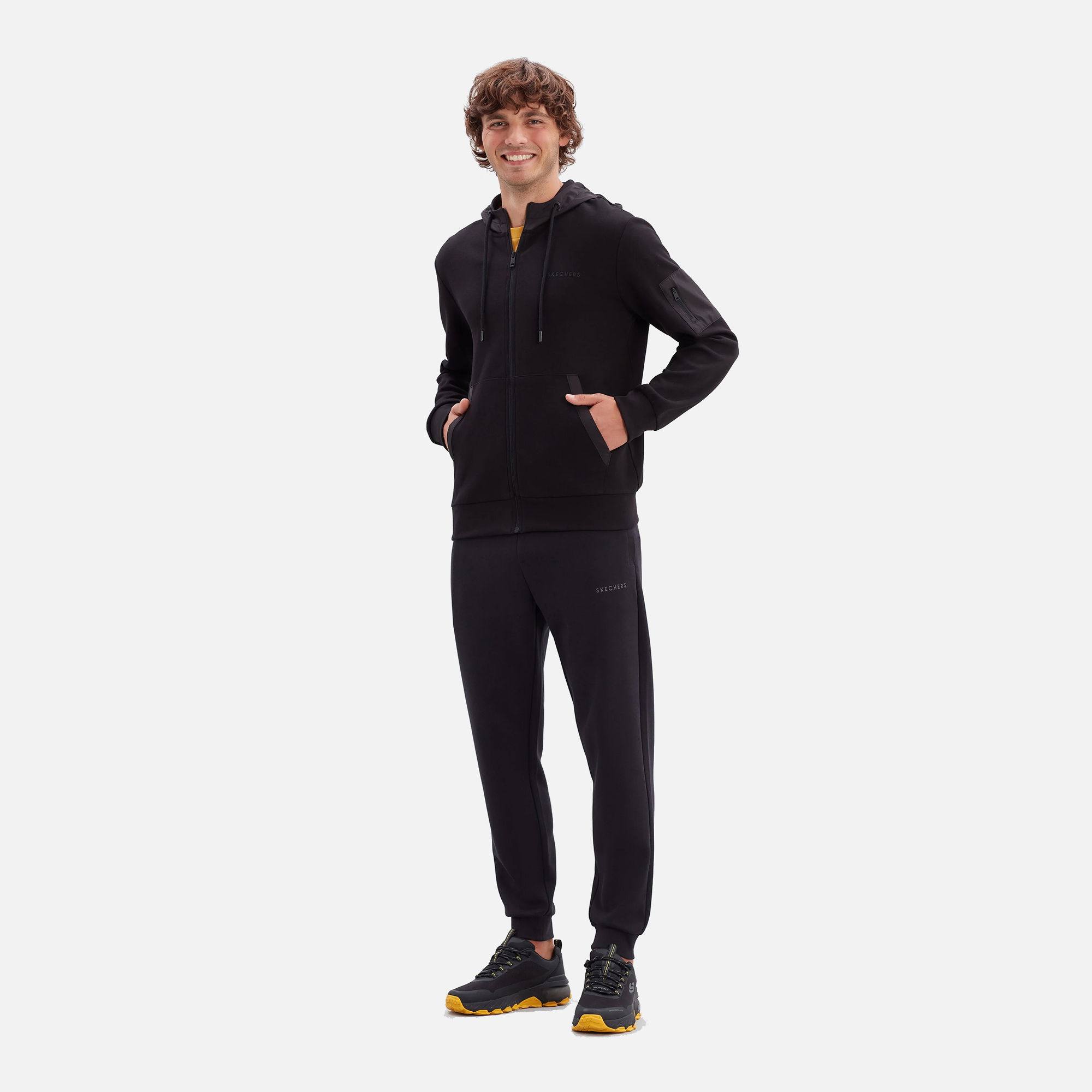 Skechers 2 XI Lock Woven Detailed Full-Zip Hoodie Sweatshirt