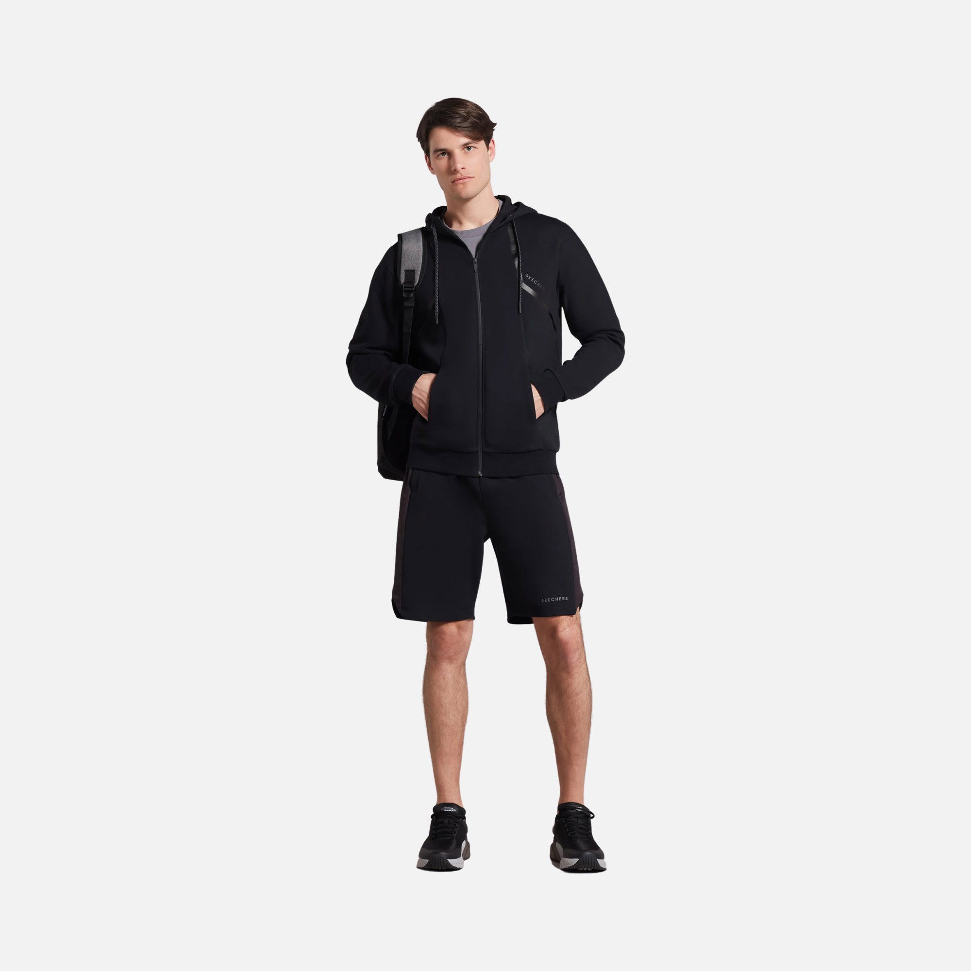 Skechers Sportswear 2 Xi Lock PU Printed Full-Zip Hoodie Sweatshirt