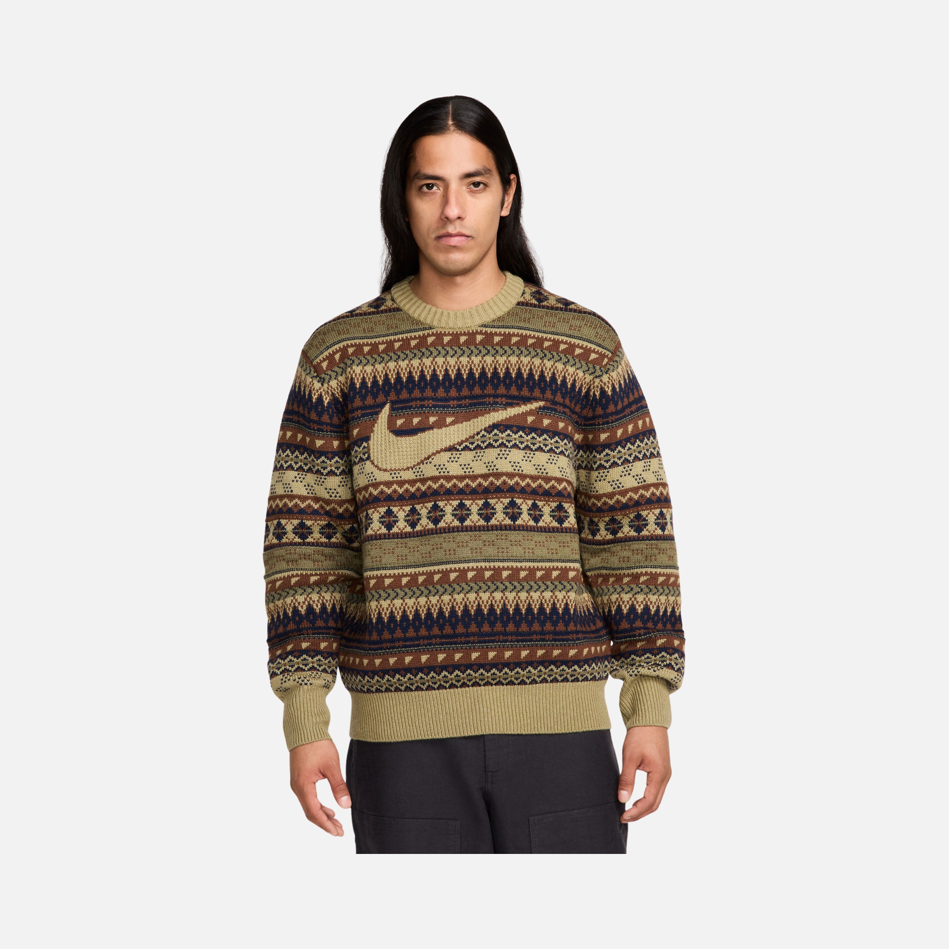 Nike Life Fair Isle Swoosh Crew ''Wool Jacquard Fabric'' Long-Sleeve Erkek Kazak