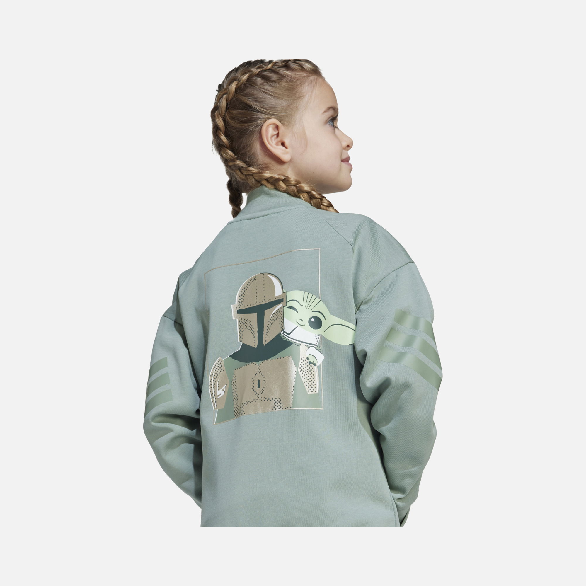 adidas Star Wars Mandalorian Graphic 3-Stripes Full-Zip Çocuk Sweatshirt