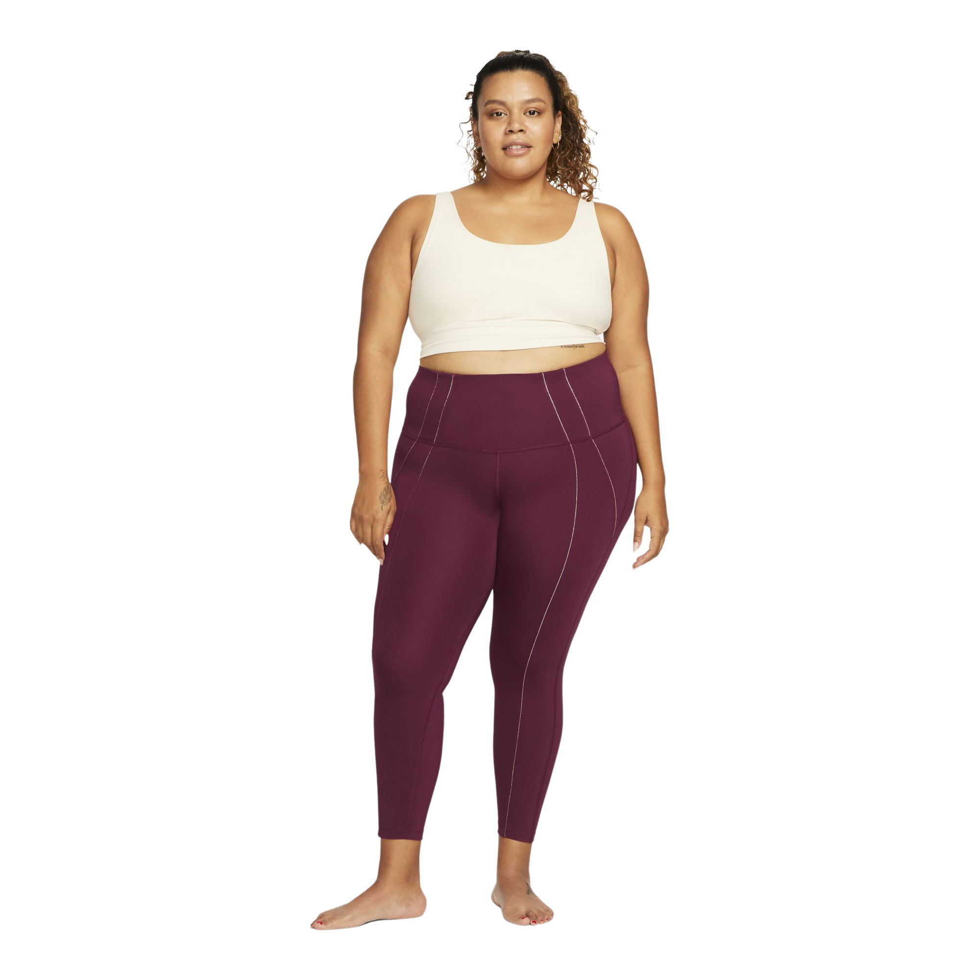Nike Yoga Dri-Fit High-Waisted 7/8 Metallic Trim Kadın Tayt