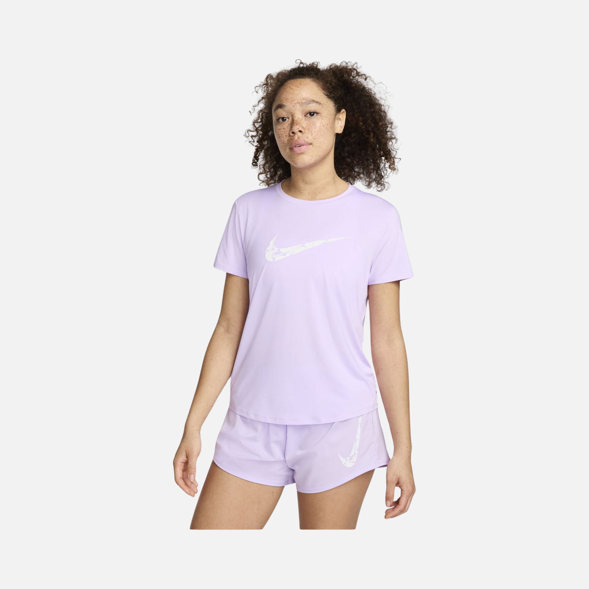 Nike One Dri-Fit Printed Swoosh Logo Running Short-Sleeve Kadın Tişört