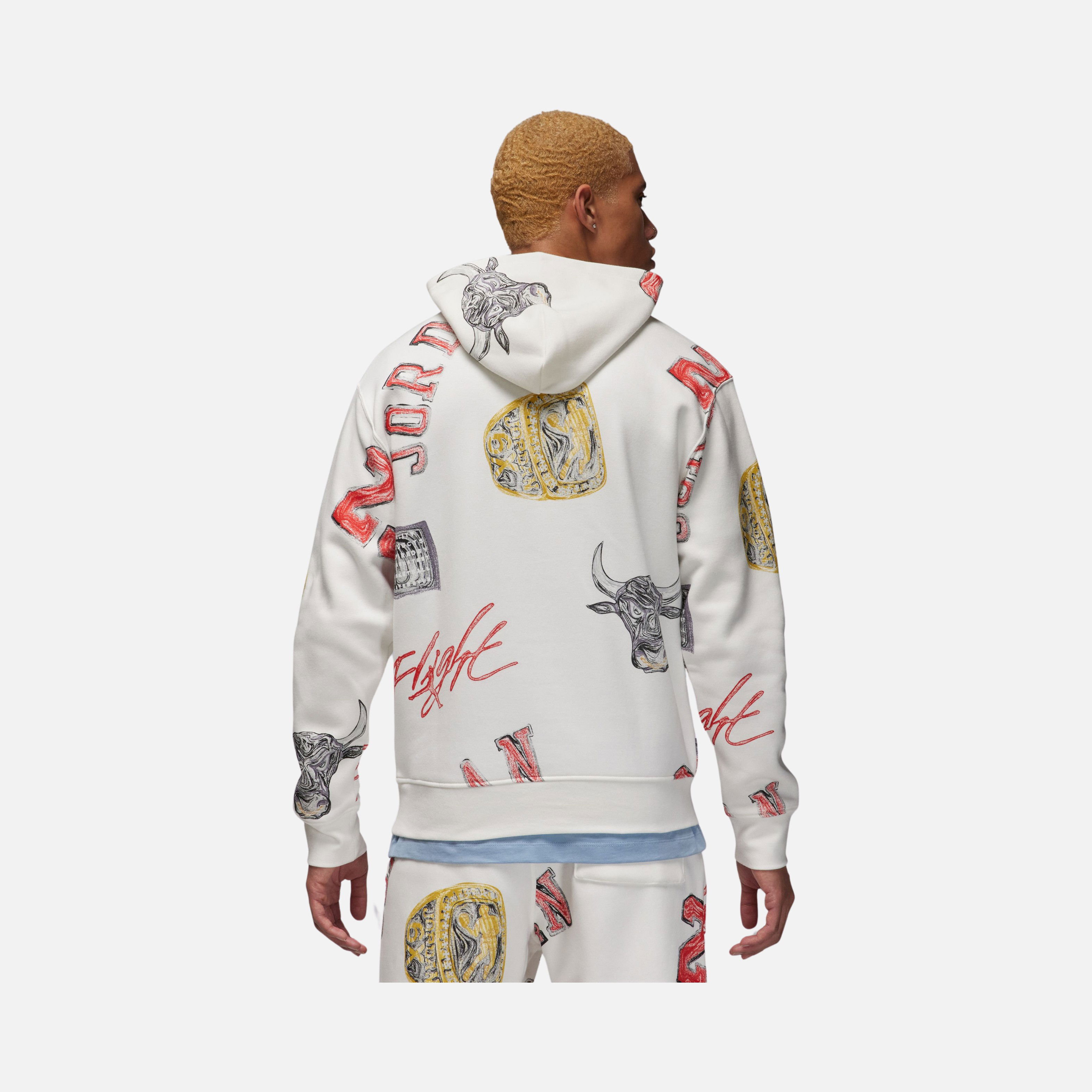 Nike Jordan Essentials Fleece All-Over Printed Pullover Hoodie Erkek Sweatshirt