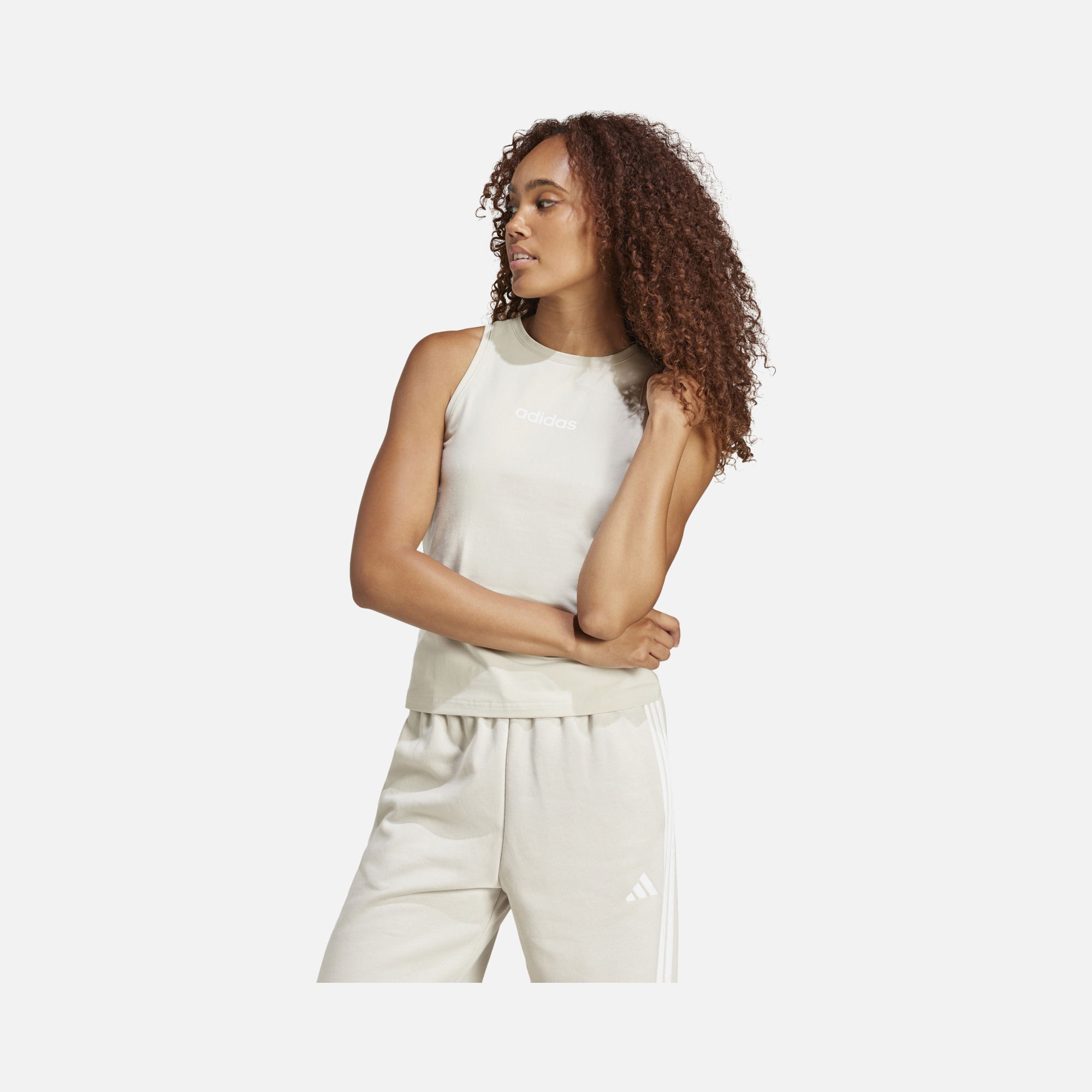 adidas Sportswear Essentials Linear Slim Cotton Crew Neck Kadın Atlet