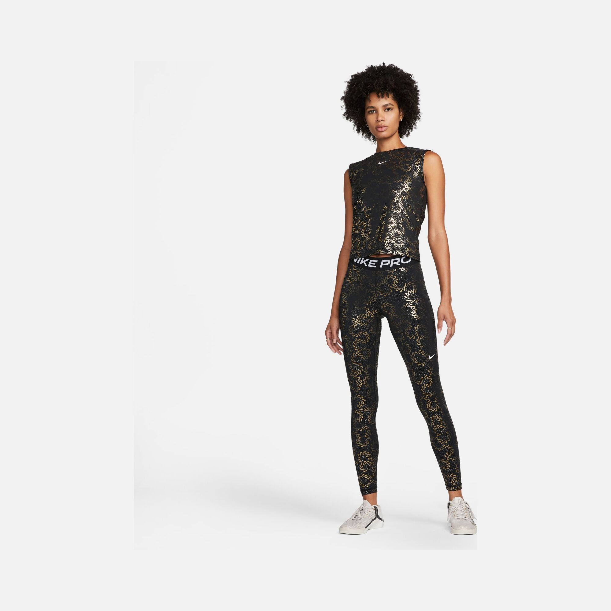 Nike Pro Sparkle Swoosh Graphics Mid-Rise Training Kadın Tayt