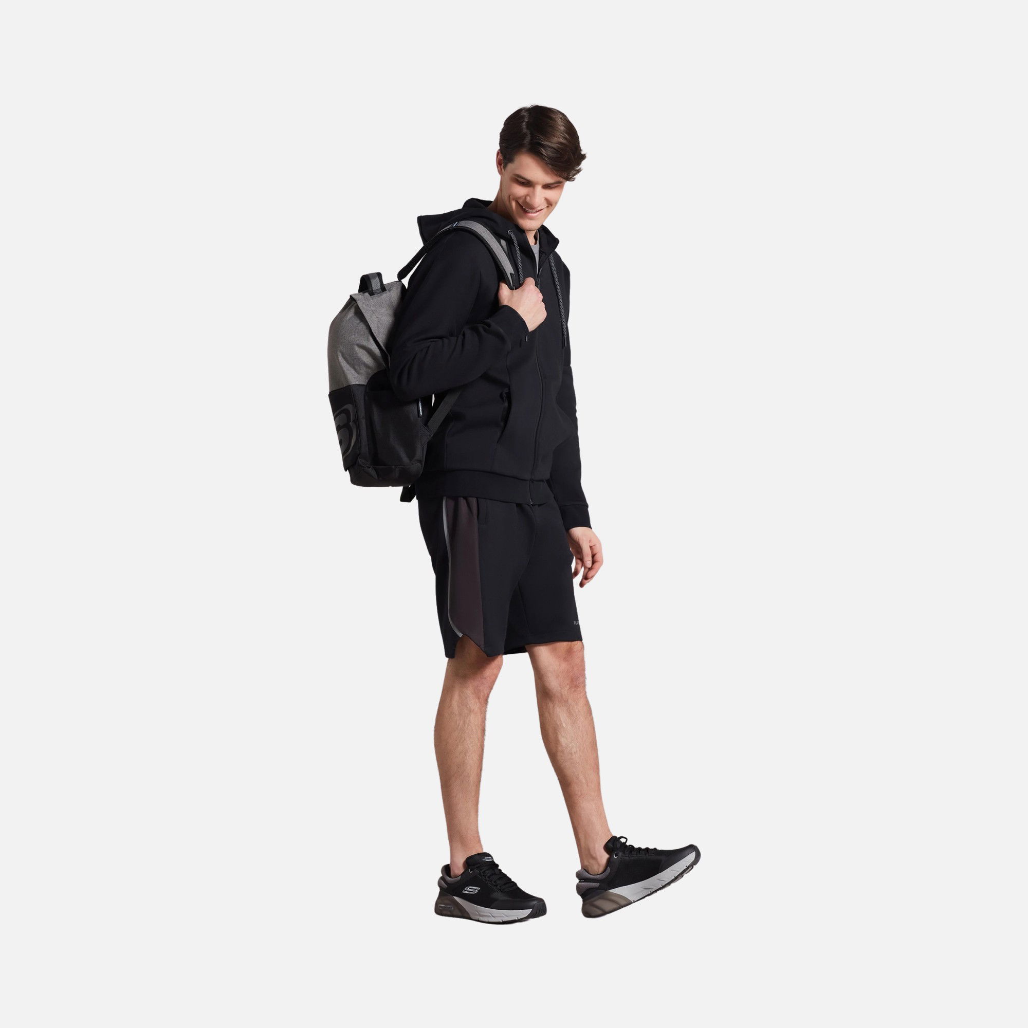Skechers Sportswear 2 Xi Lock PU Printed Full-Zip Hoodie Sweatshirt
