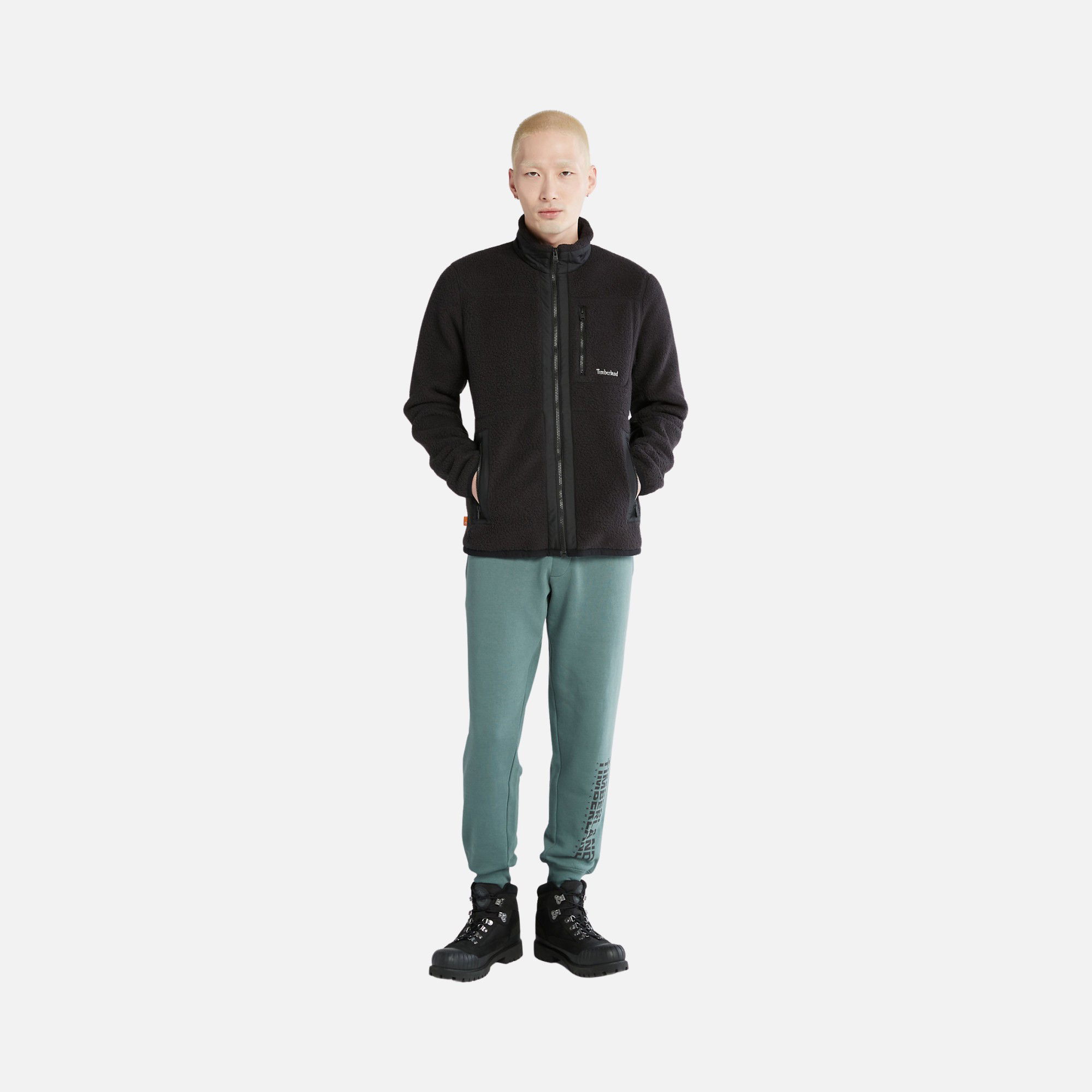 Timberland Sportswear Mix Media Sherpa Full-Zip Fleece Hoodie Erkek Ceket