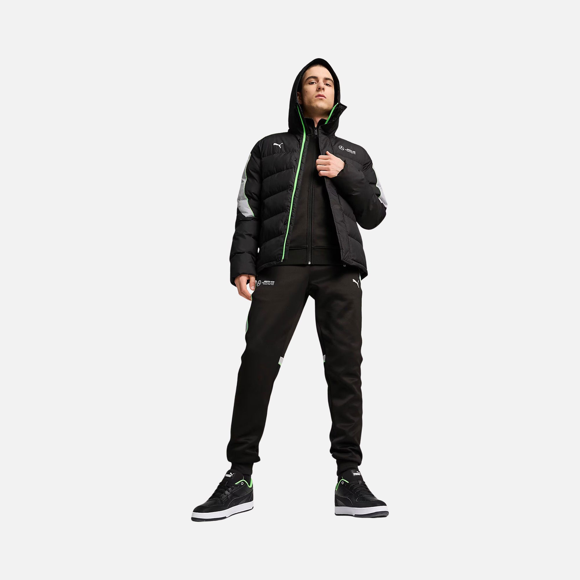 Puma Mercedes-AMG Petronas F1 MT7+ Ecolite Motorsport Padded Full-Zip Hoodie Erkek Mont