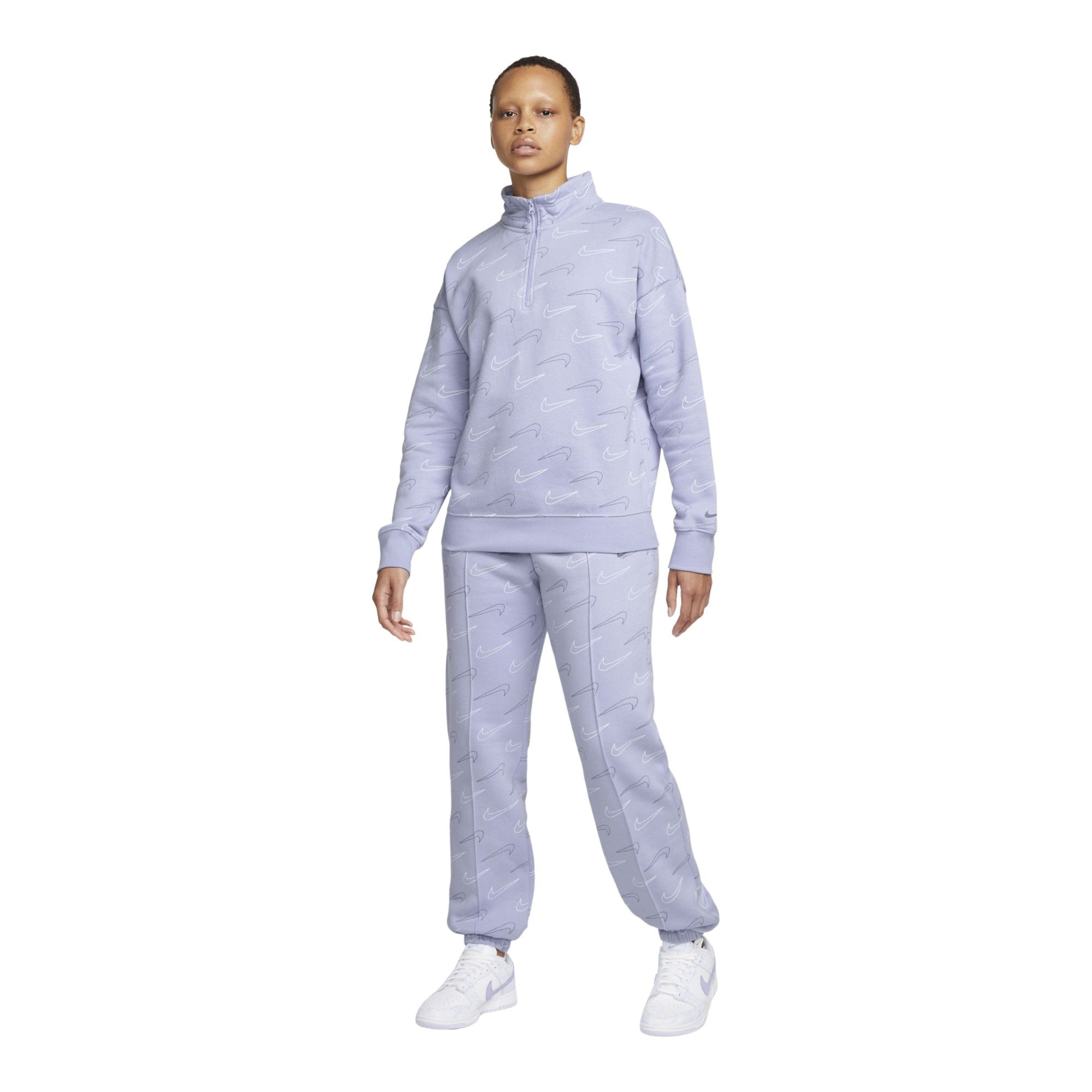 Nike Sportswear Fleece Metallic Swoosh Printed 1/4-Zip Kadın Sweatshirt