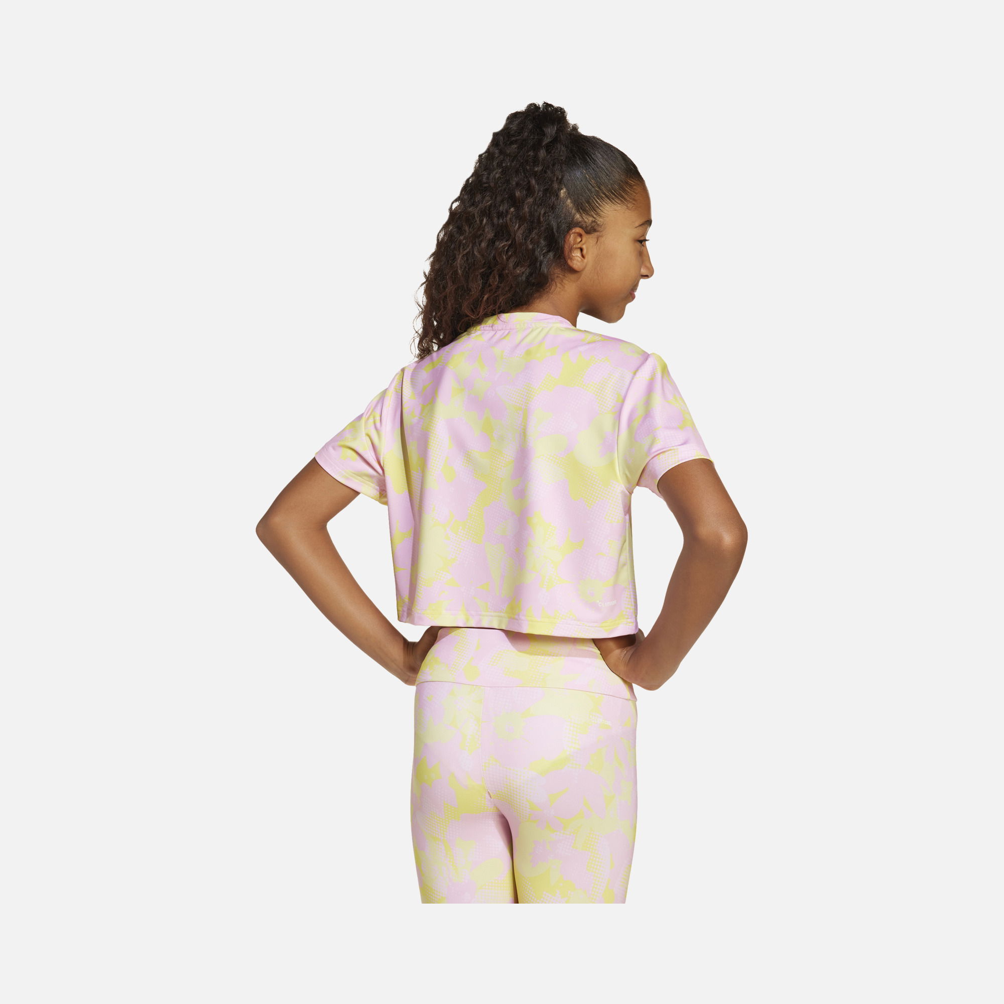adidas Climacool Train Essentials All Over Printed Flower Cropped Gym & Training Short-Sleeve (Girls') Çocuk Tişört