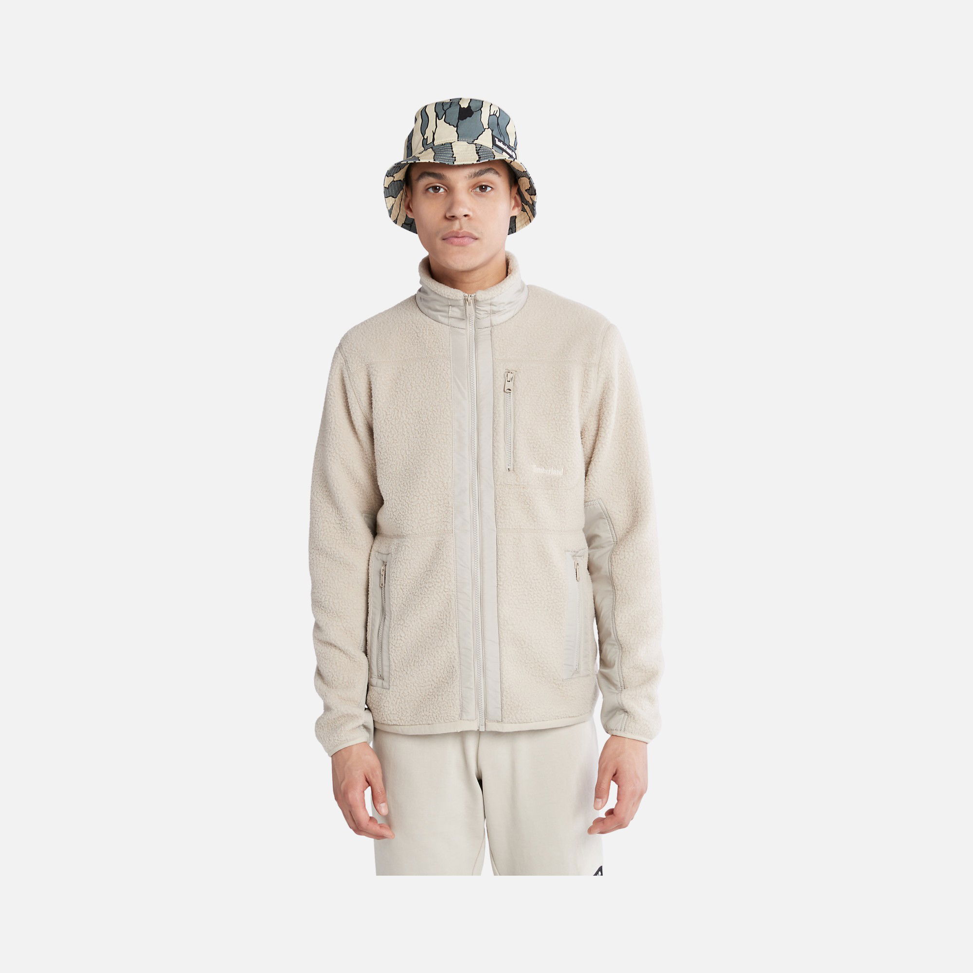 Timberland Sportswear Mix Media Sherpa Full-Zip Fleece Hoodie Erkek Ceket
