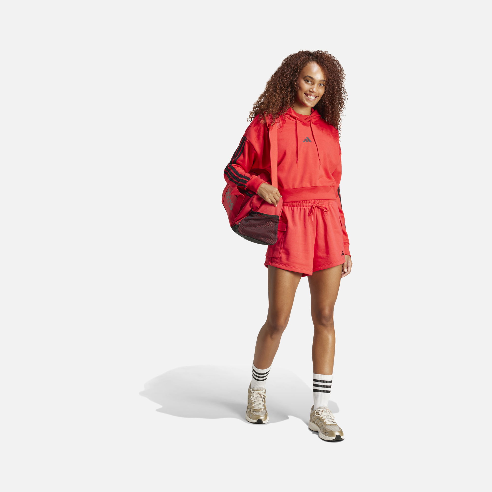 adidas Sportswear Essentials Small Logo French Terry Cargo High Waist Loose Cut Kadın Şort