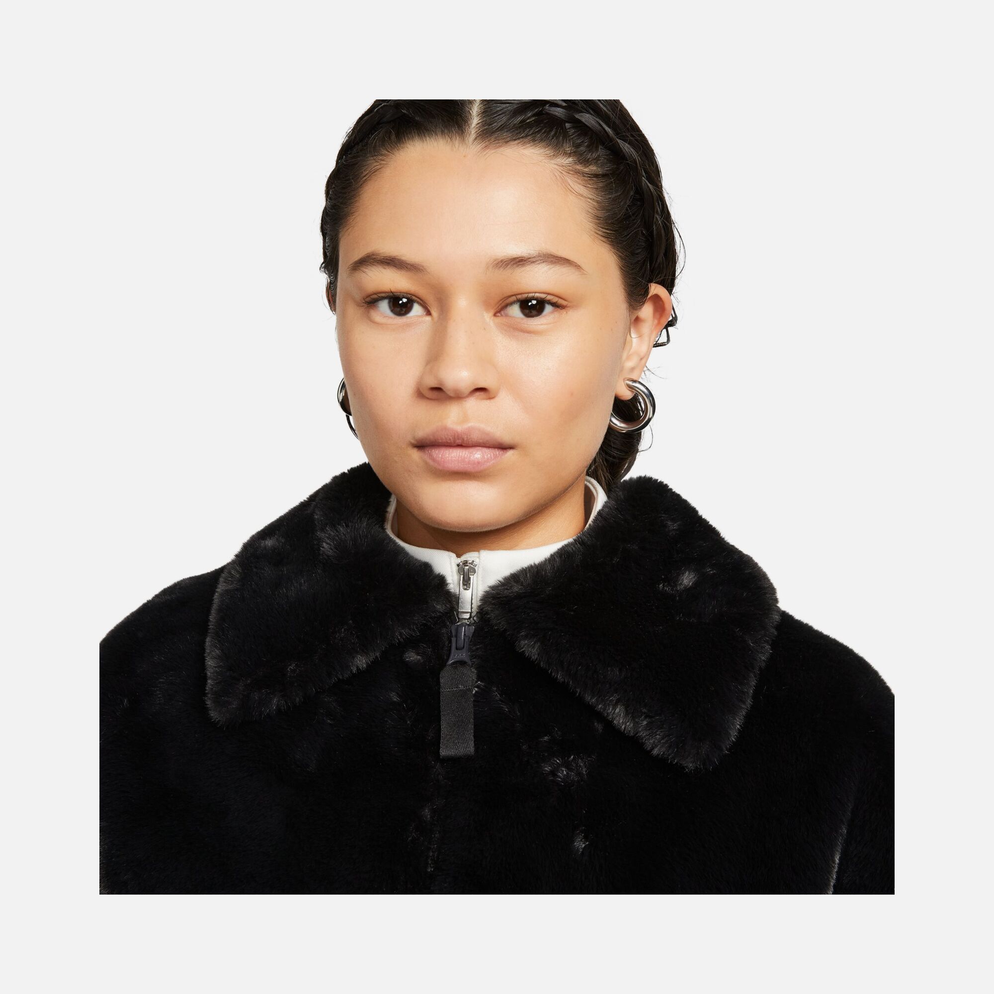 Nike Sportswear Large Swoosh Printed Faux Fur Full-Zip Long Kadın Ceket