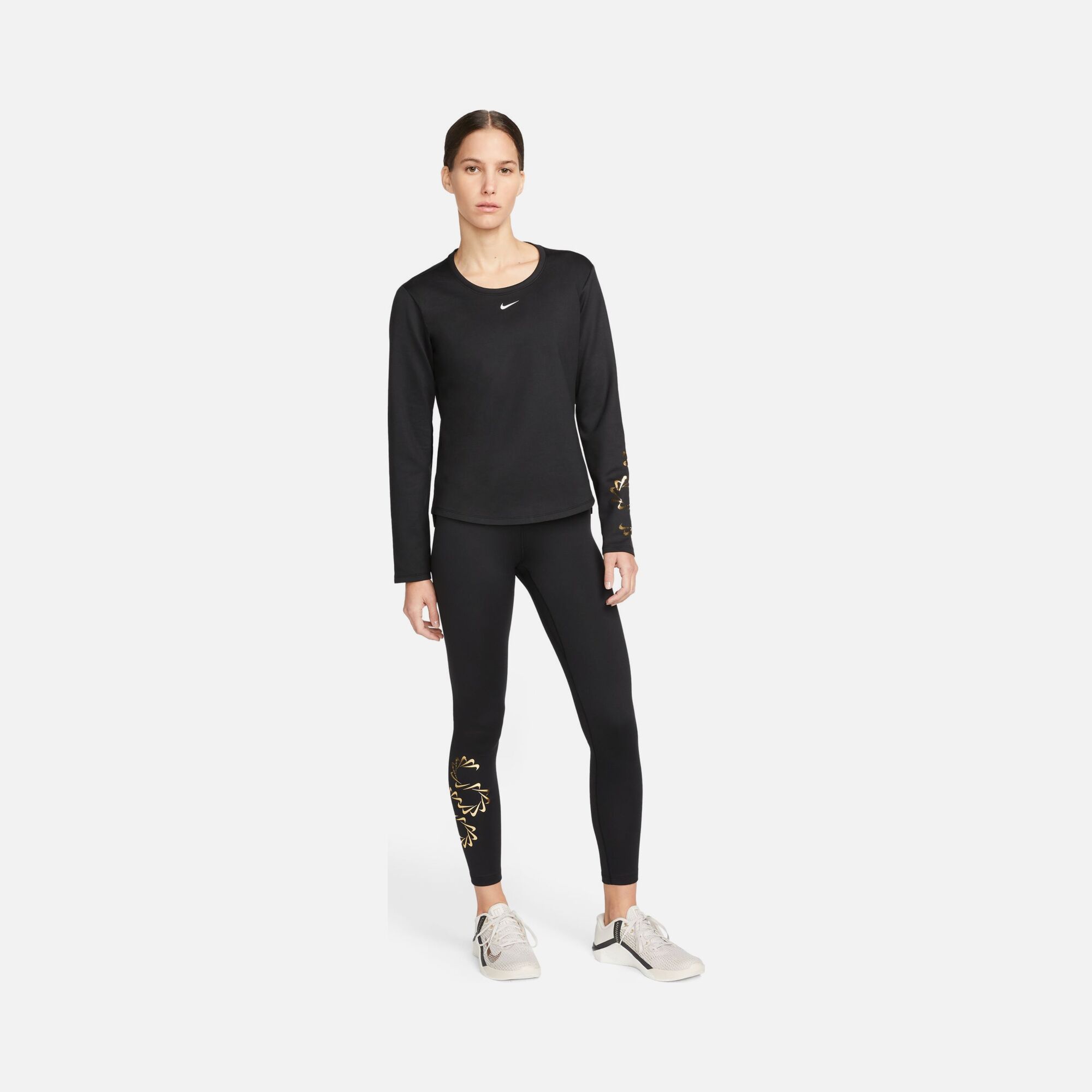 Nike Pro Dri-Fit Sparkle Swoosh Graphics Mid-Rise Training Kadın Tayt