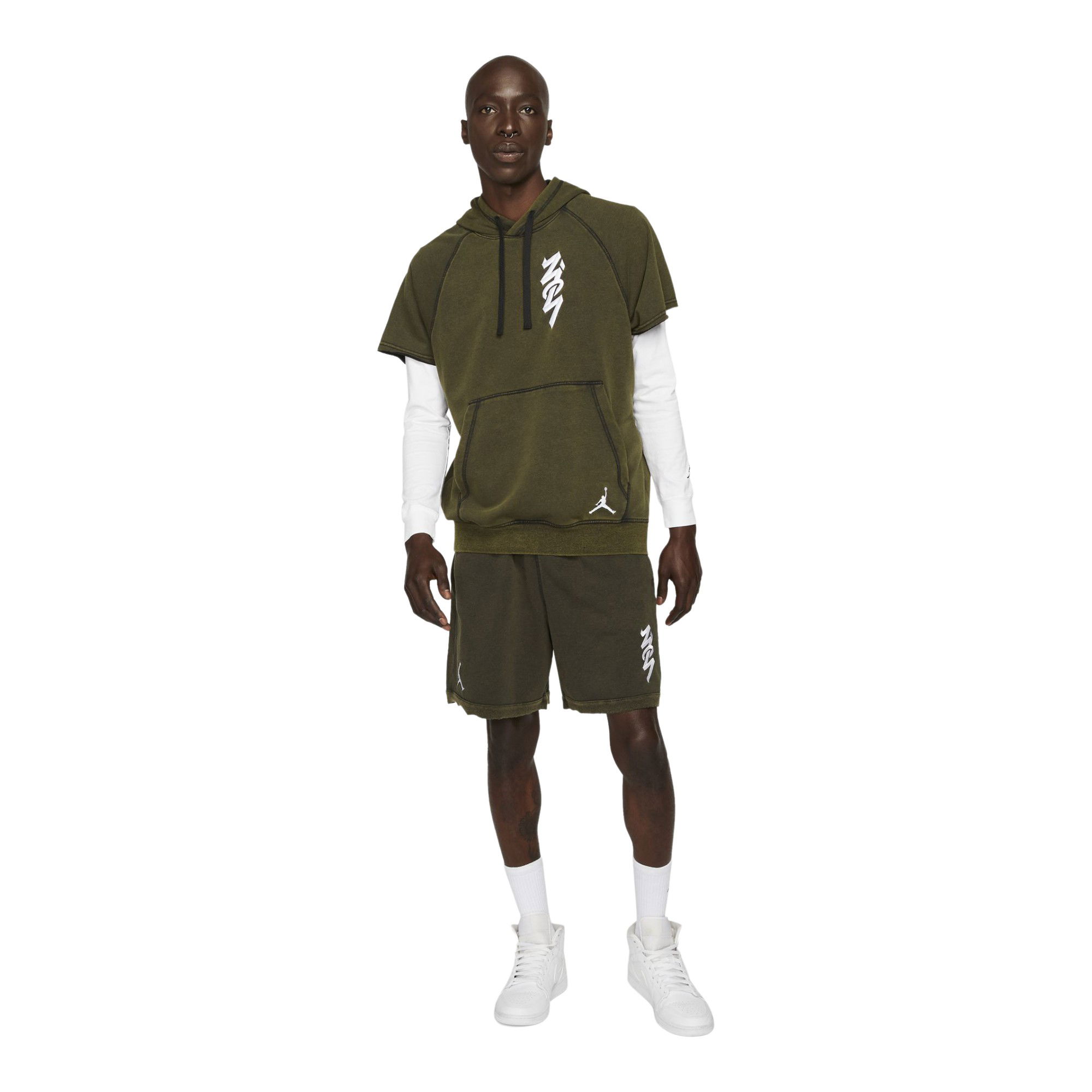 Nike Jordan Dri-Fit Zion Cutoff Short-Sleeve Hoodie Erkek Sweatshirt