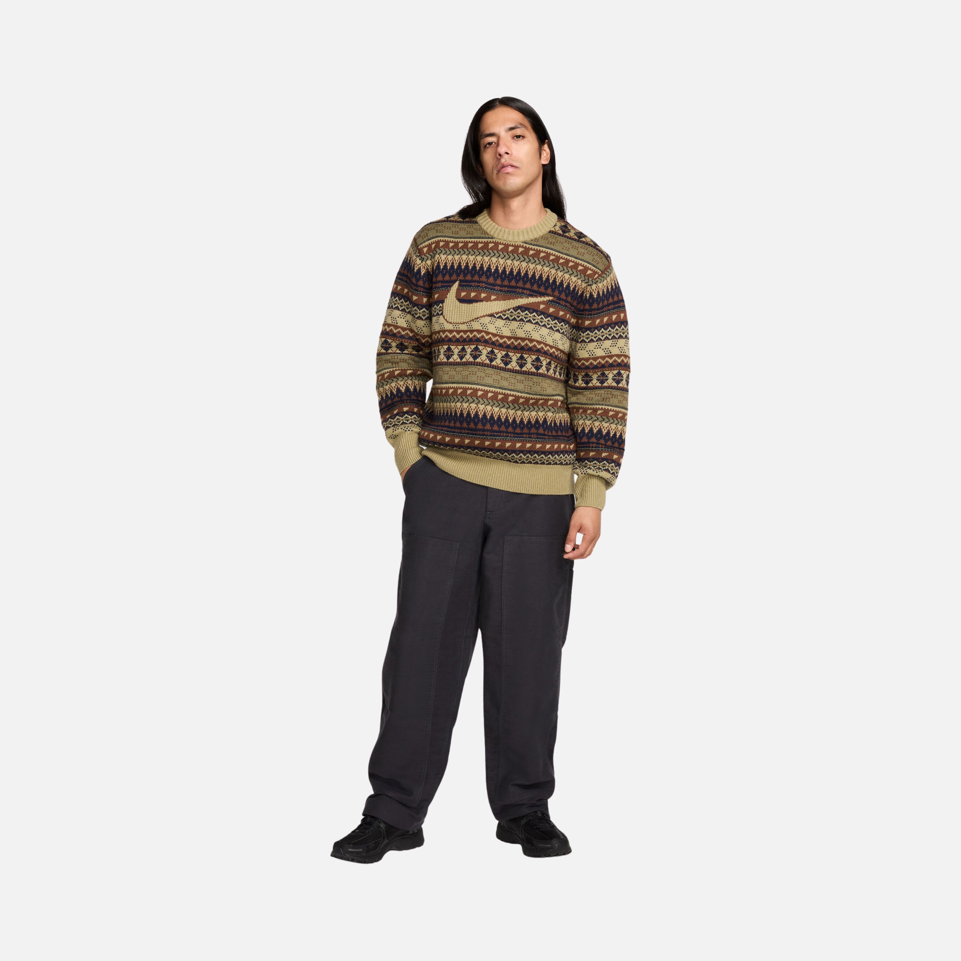 Nike Life Fair Isle Swoosh Crew ''Wool Jacquard Fabric'' Long-Sleeve Erkek Kazak