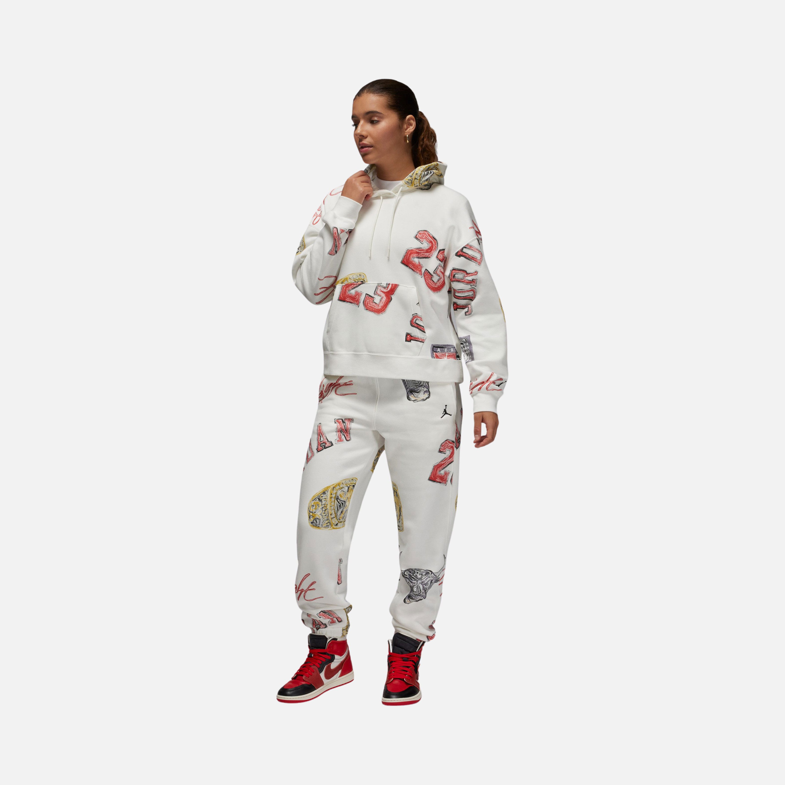 Nike Jordan Brooklyn All-Over Print Fleece Hoodie Kadın Sweatshirt