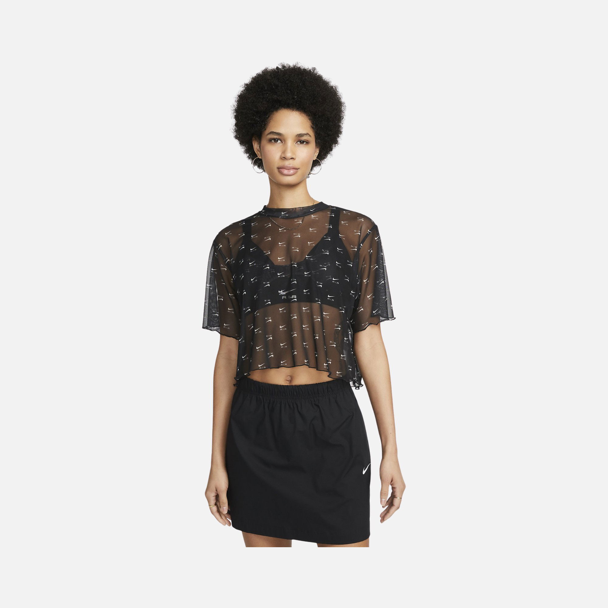 Nike Sportswear Air Printed Mesh Crop Short-Sleeve Kadın Tişört