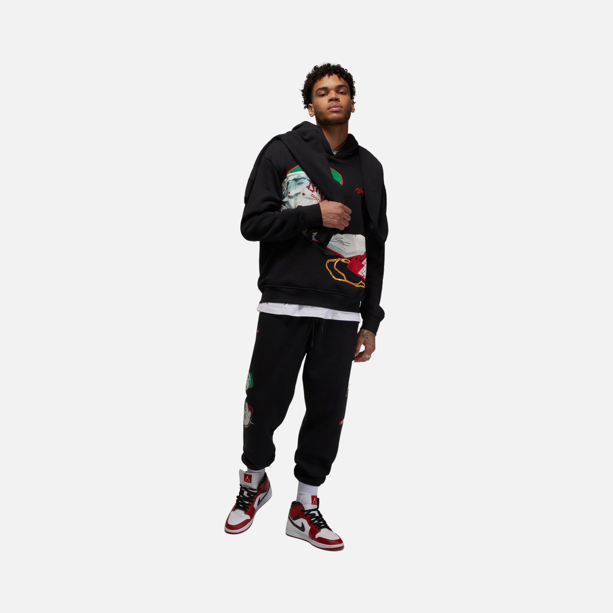 Nike Jordan Flight Artist Graphics Fleece Hoodie Erkek Sweatshirt