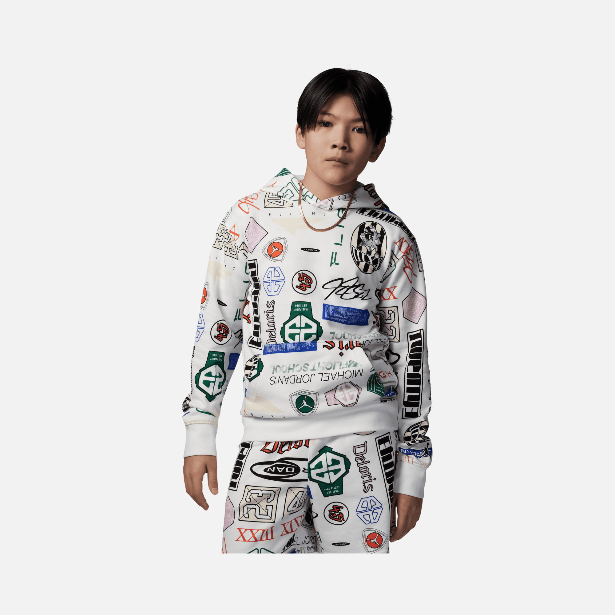 Nike Jordan Essentials All Over Printed Pullover Hooded Çocuk Sweatshirt
