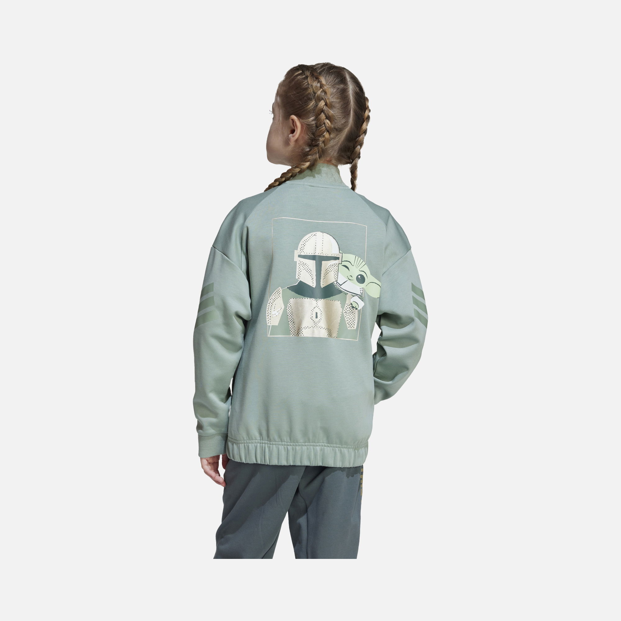 adidas Star Wars Mandalorian Graphic 3-Stripes Full-Zip Çocuk Sweatshirt