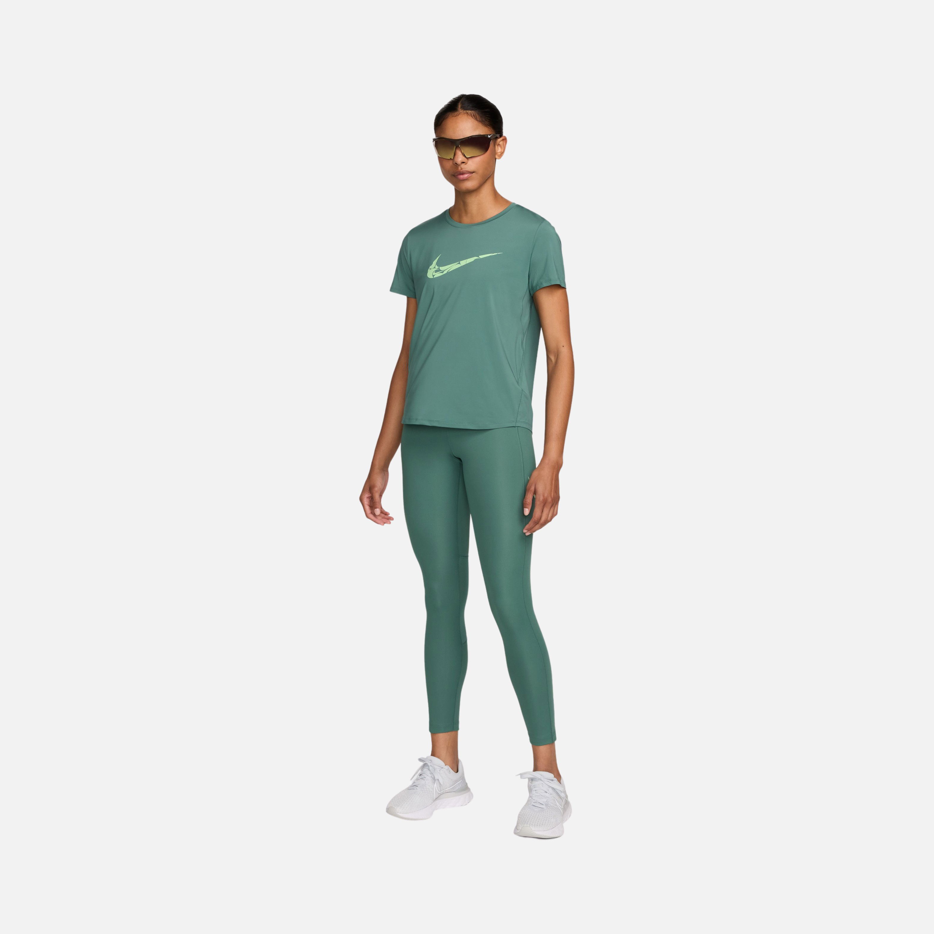 Nike One Dri-Fit Printed Swoosh Logo Running Short-Sleeve Kadın Tişört