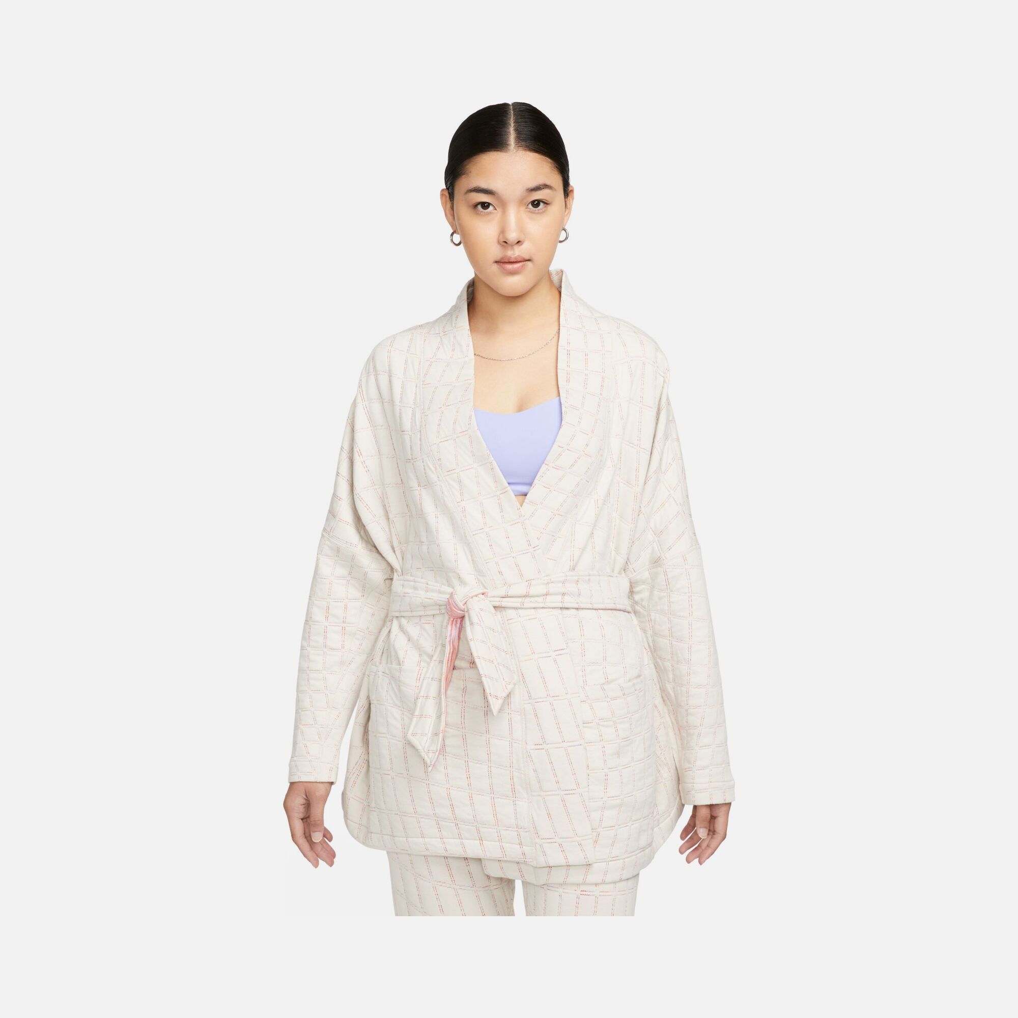 Nike Yoga Therma-Fit Luxe Cozy Fleece Wrap Jacquard Belted Kadın Ceket