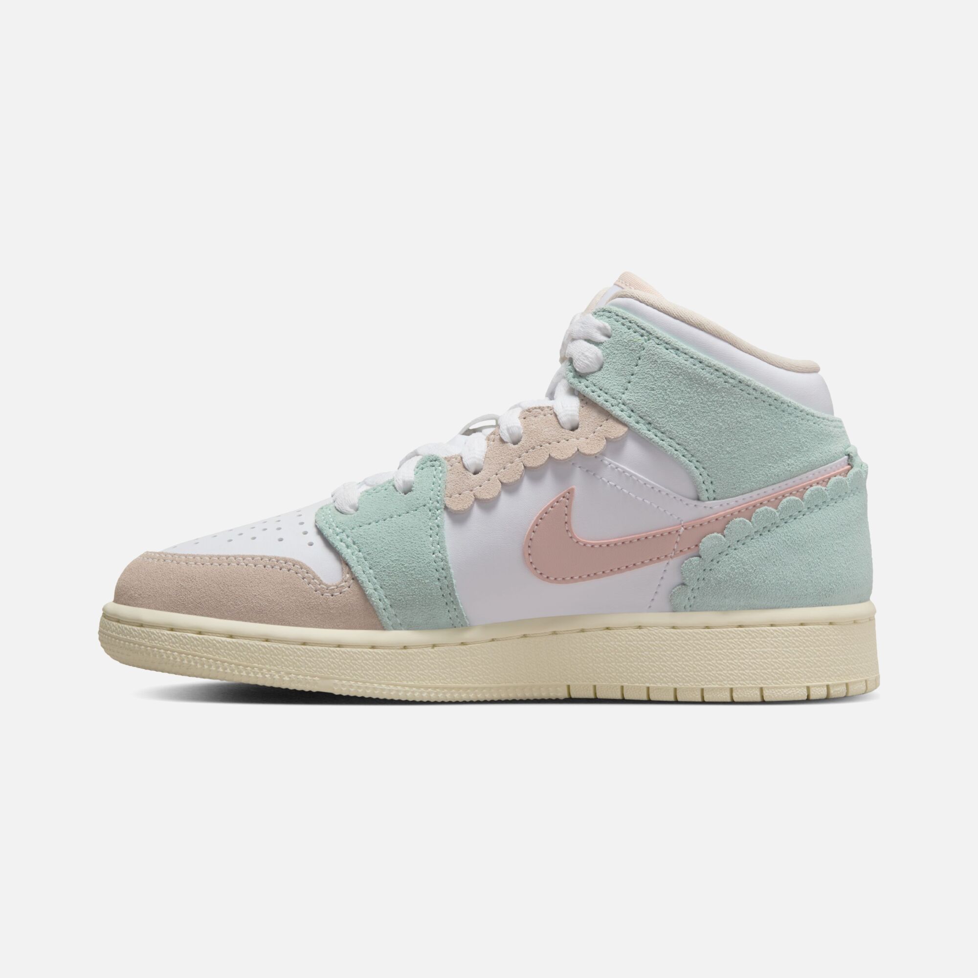 Nike Air Jordan 1 Mid SE ''Scalloped Edge Suede Details'' (GS) Spor Ayakkabı