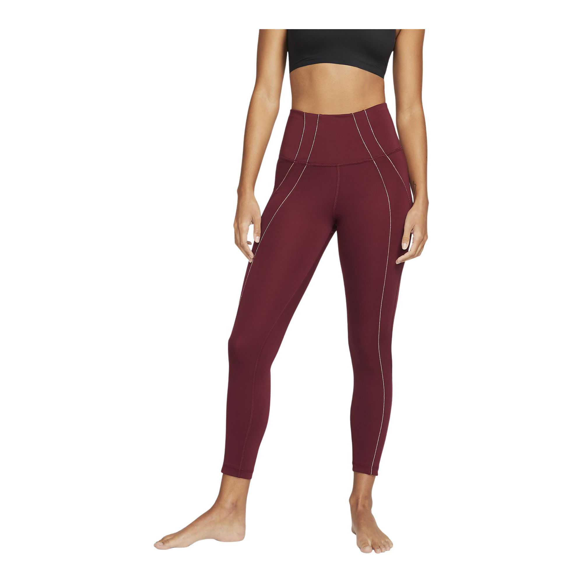 Nike Yoga Dri-Fit High-Waisted 7/8 Metallic Trim Kadın Tayt