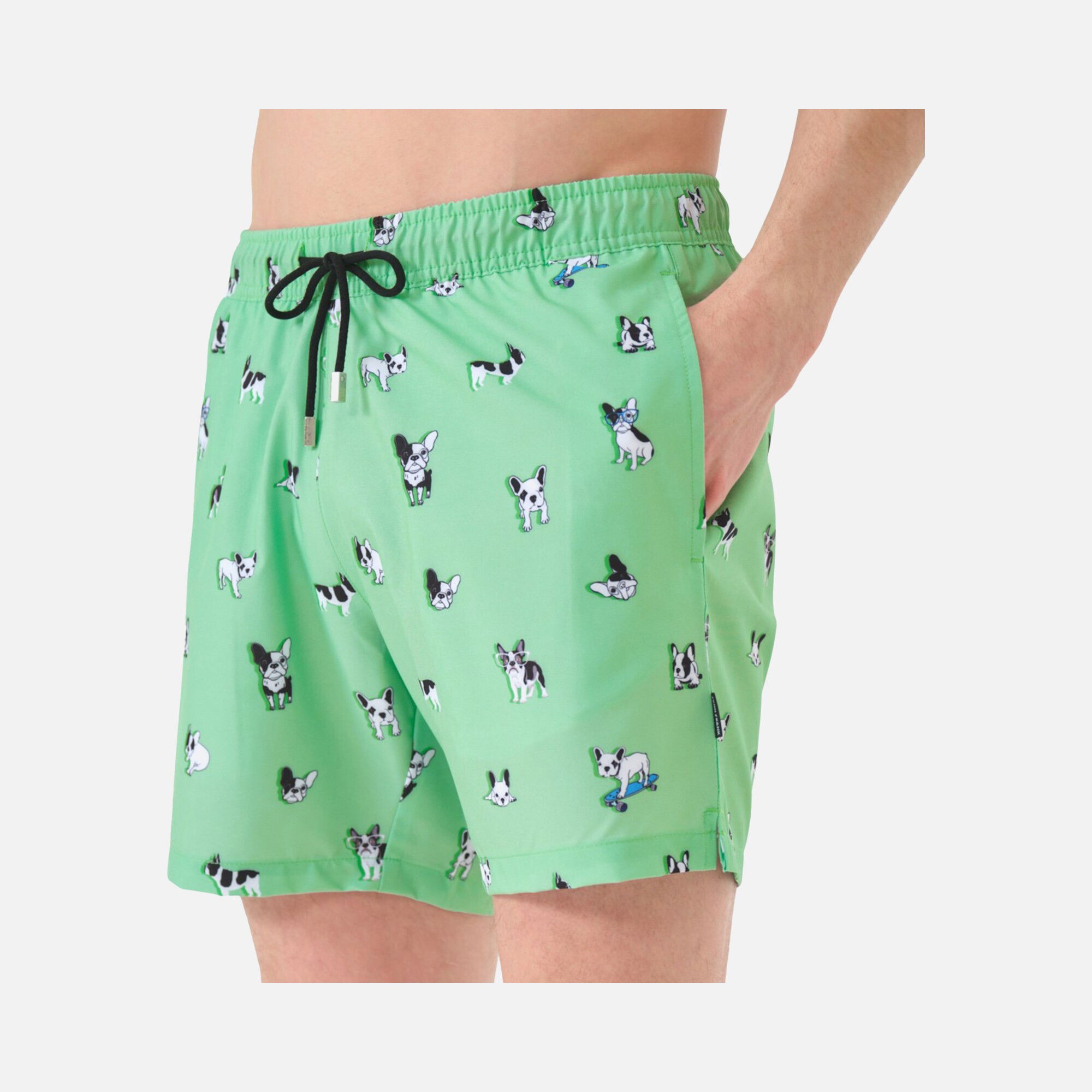 John Frank French Bulldog Graphic Mesh Lined Erkek Şort Mayo