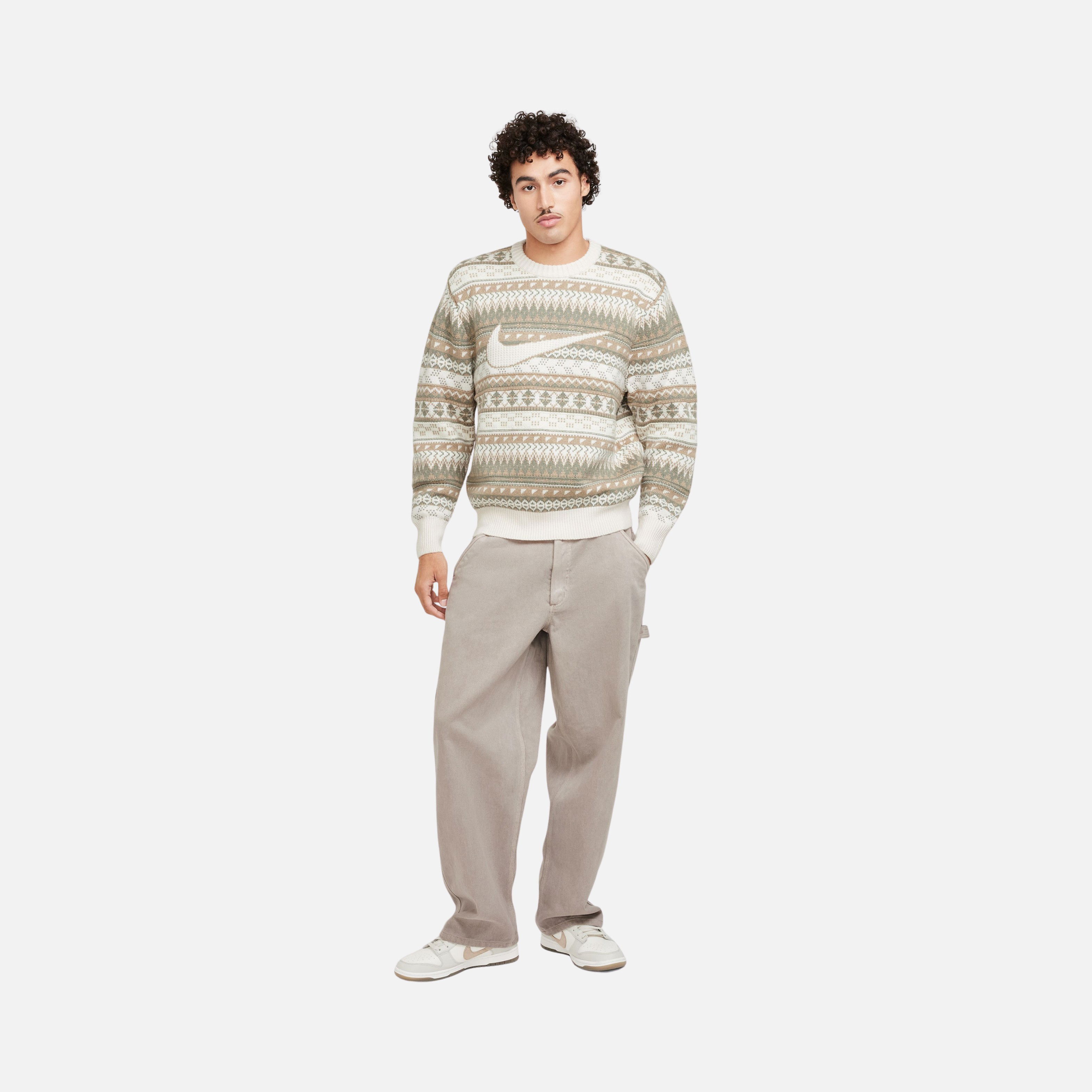 Nike Life Fair Isle Swoosh Crew ''Wool Jacquard Fabric'' Long-Sleeve Erkek Kazak