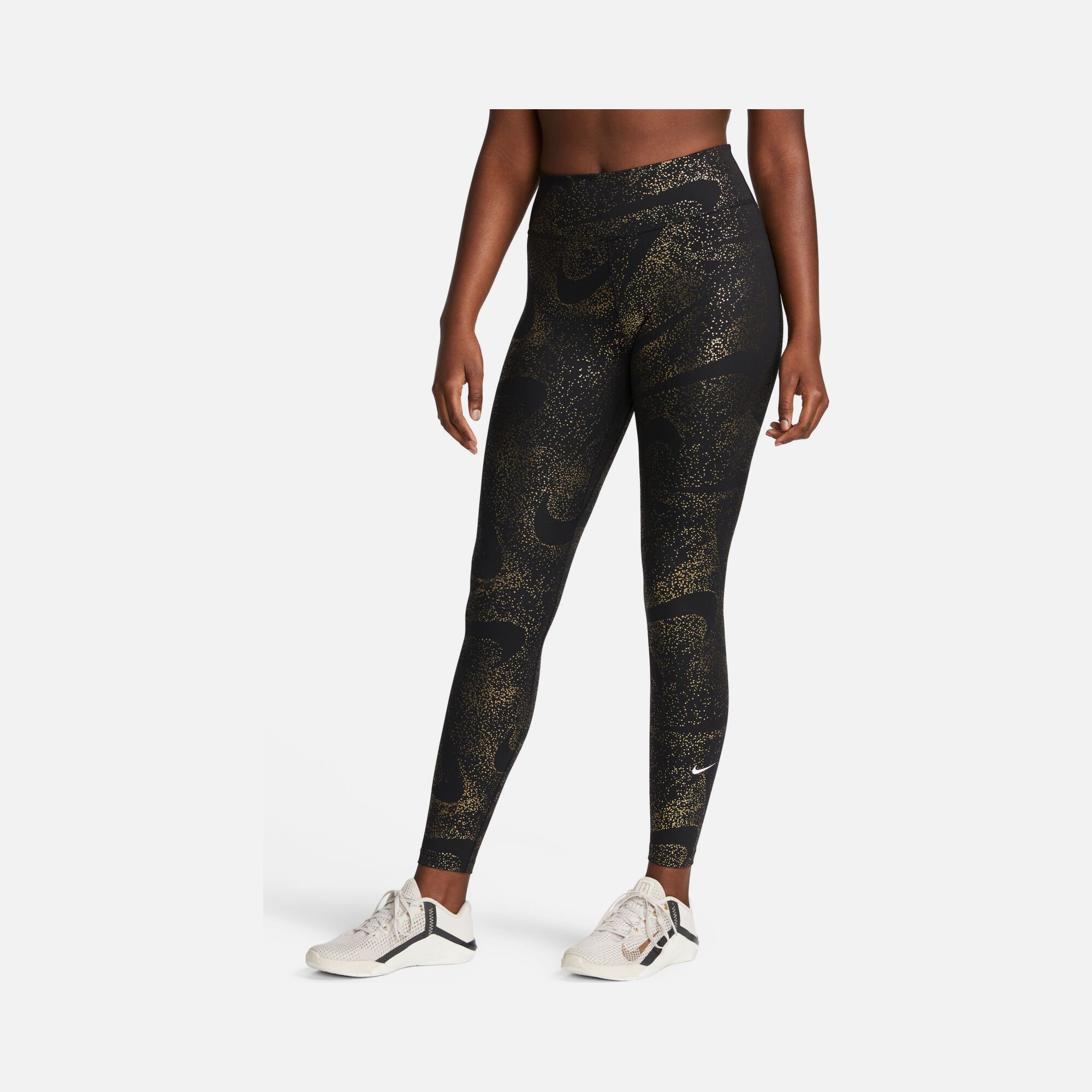 Nike One Dri-Fit Sparkle Swoosh Graphics Mid-Rise Training Kadın Tayt