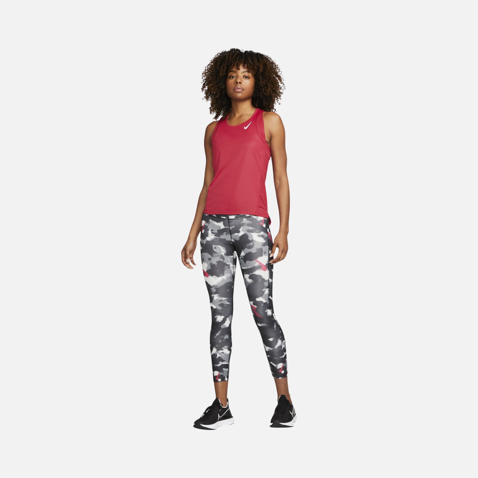 Nike Dri-Fit Fast Mid-Rise 7/8-Length Printed Running Kadın Tayt