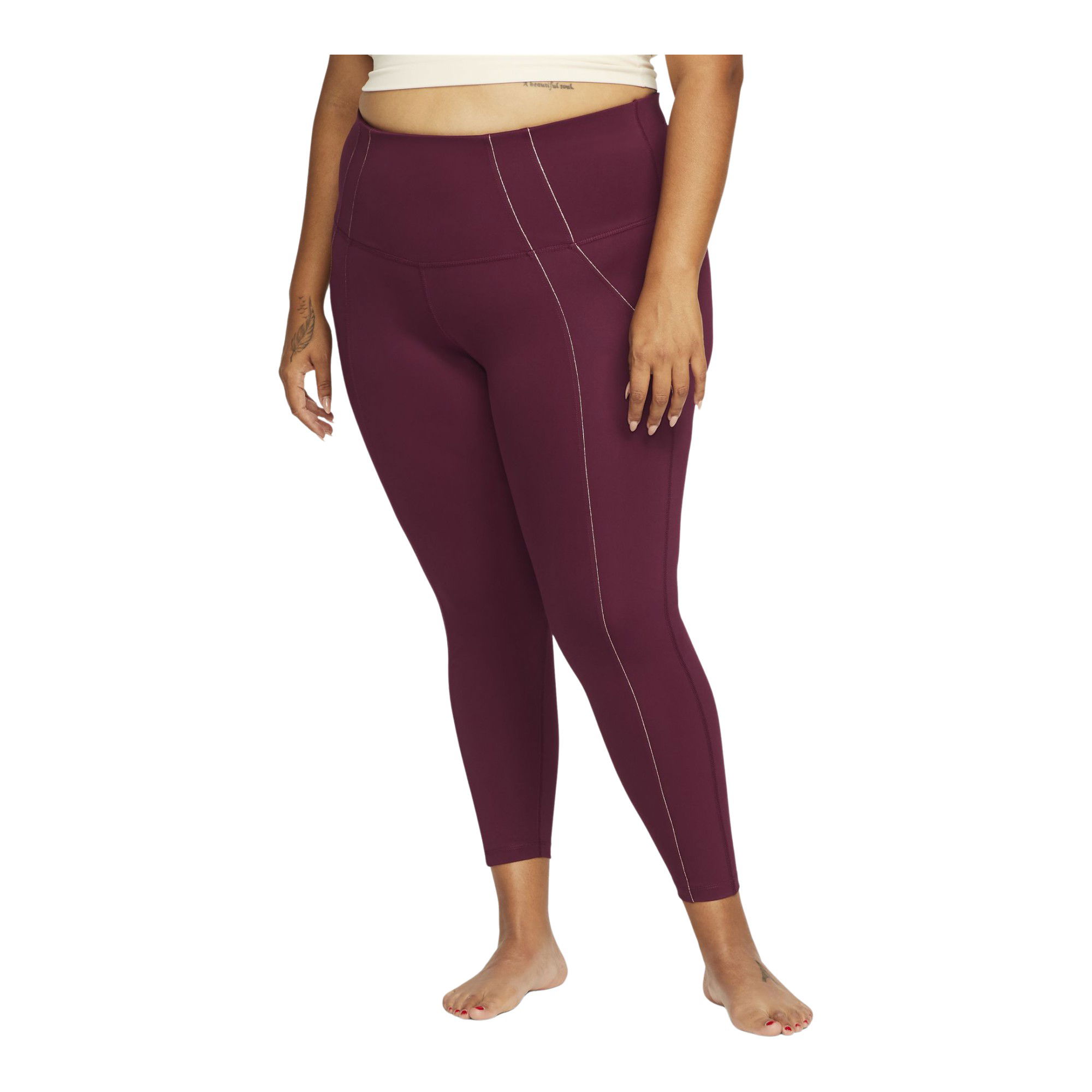 Nike Yoga Dri-Fit High-Waisted 7/8 Metallic Trim Kadın Tayt