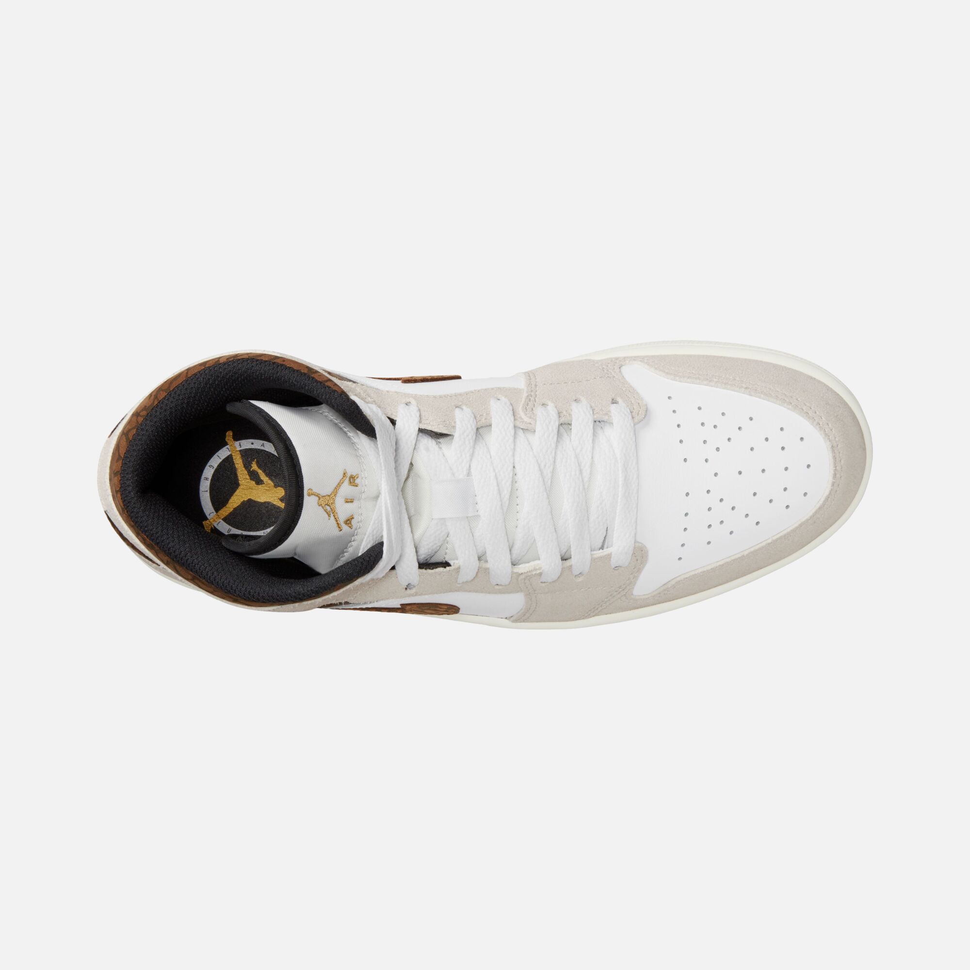 Nike Air Jordan 1 Mid SE ''Elephant Printed Swoosh and Gold Jumpman'' Erkek Spor Ayakkabı