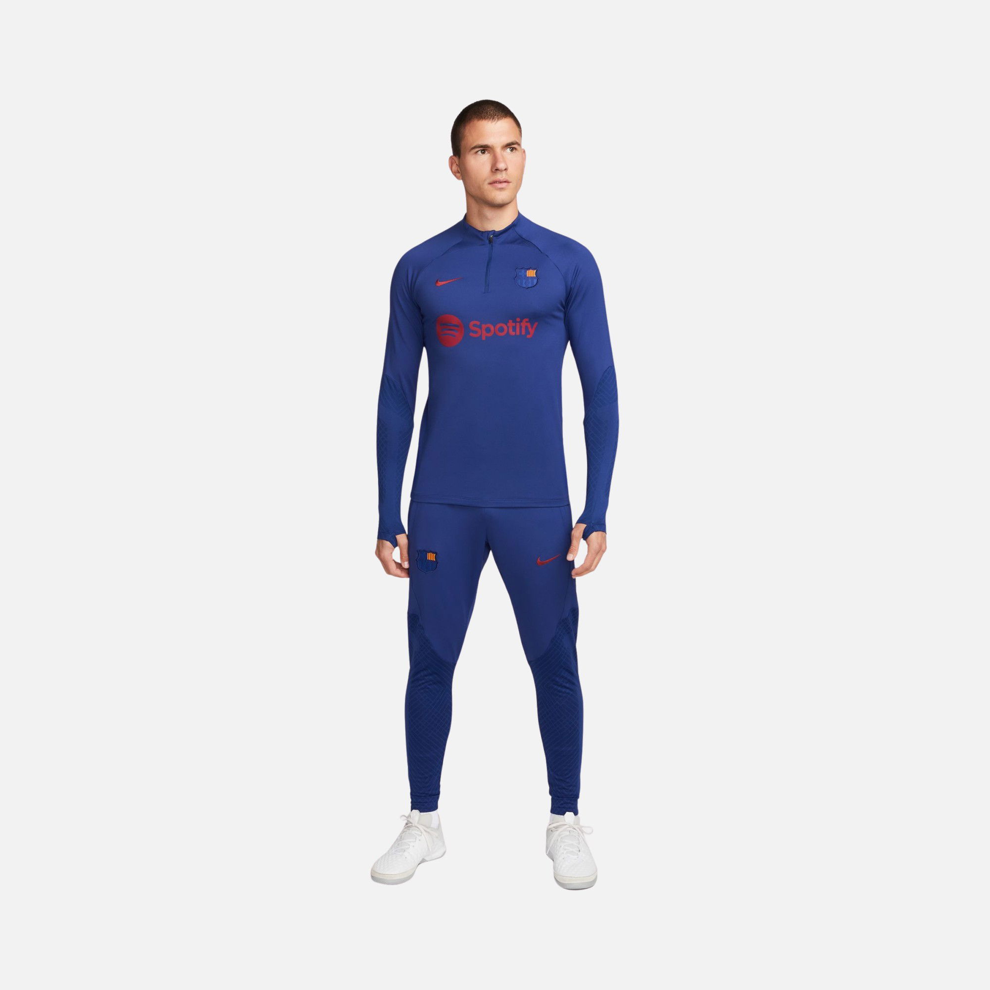 Nike FC Barcelona Dri-Fit Strike Football Drill 1/2-Zip Long-Sleeve Erkek Tişört