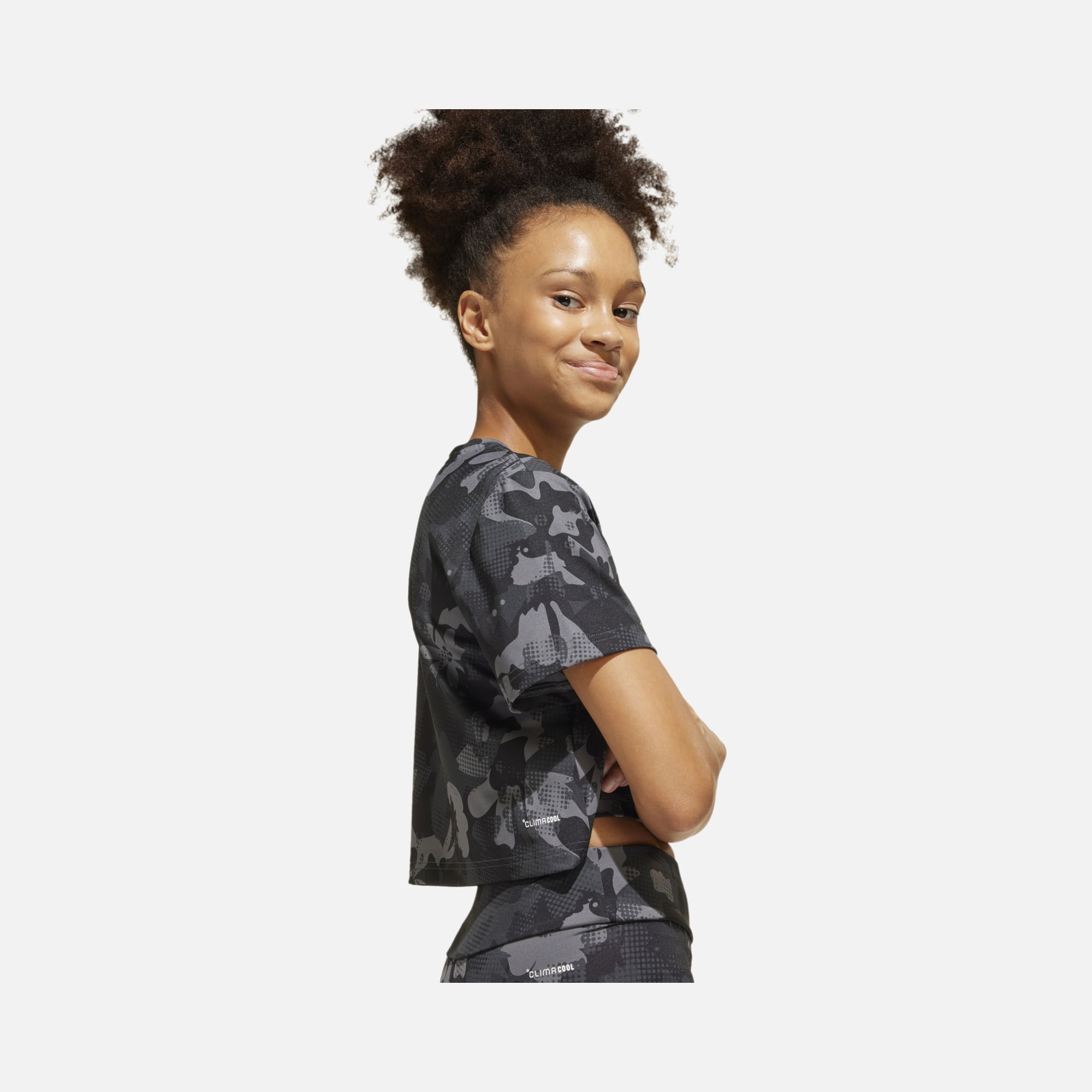 adidas Climacool Train Essentials All Over Printed Flower Cropped Gym & Training Short-Sleeve (Girls') Çocuk Tişört