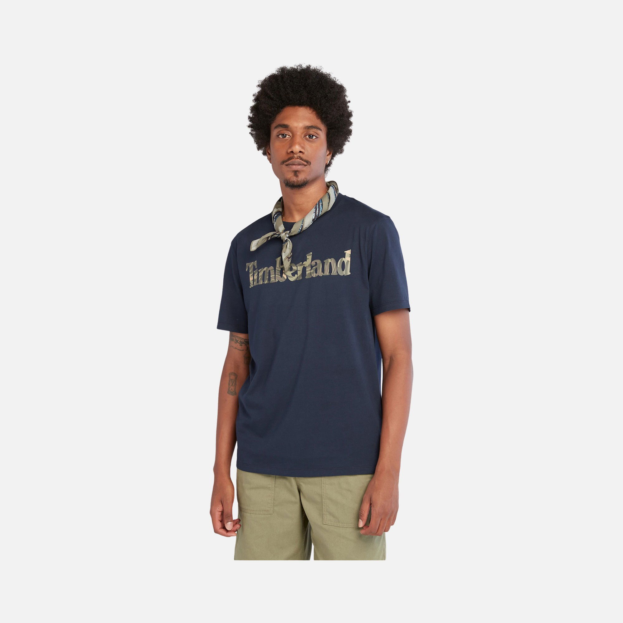 Timberland Sportswear Linear Camouflage Logo Graphic Short-Sleeve Erkek Tişört