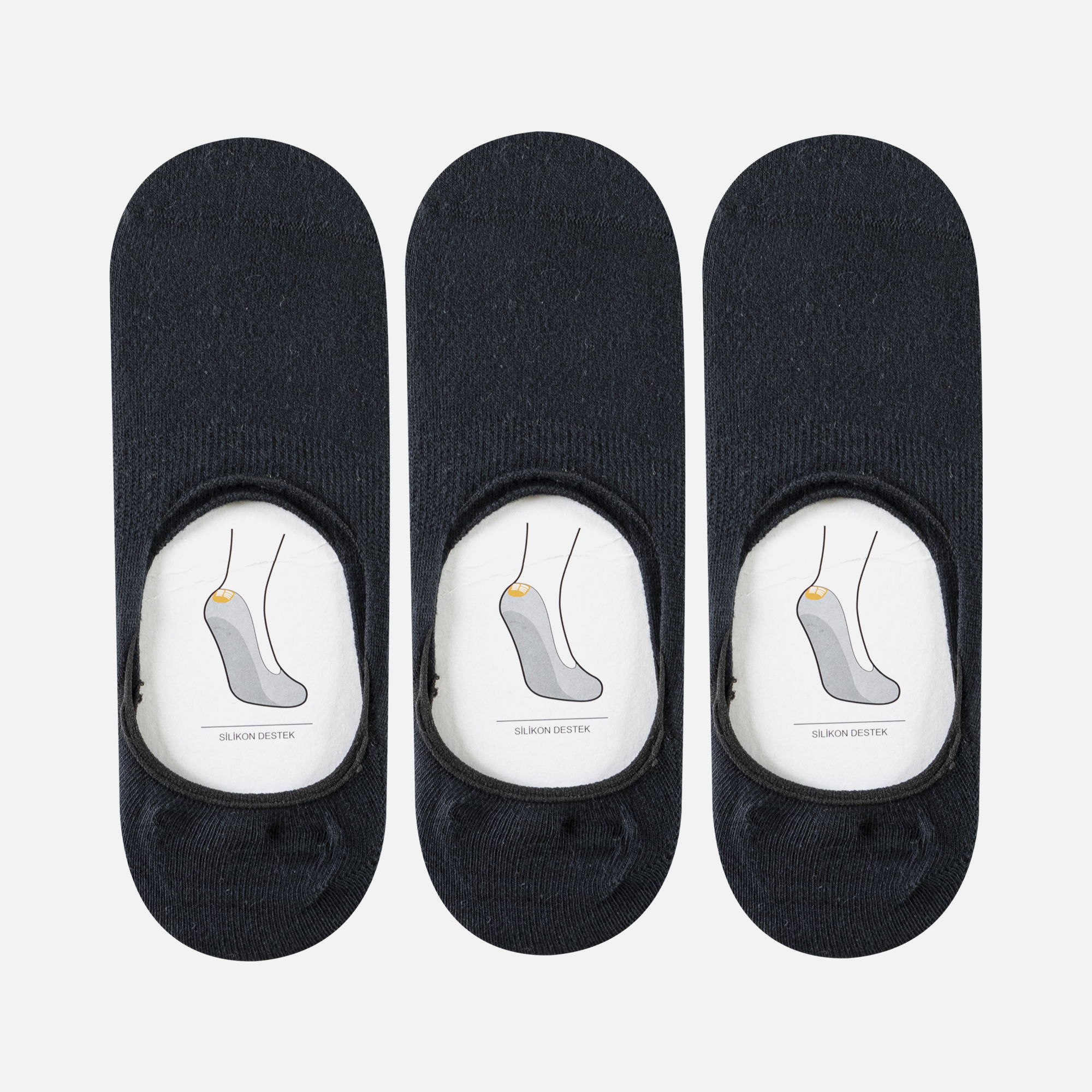 Barçın Basics Slikonlu (3 Pair) Babet Çorap