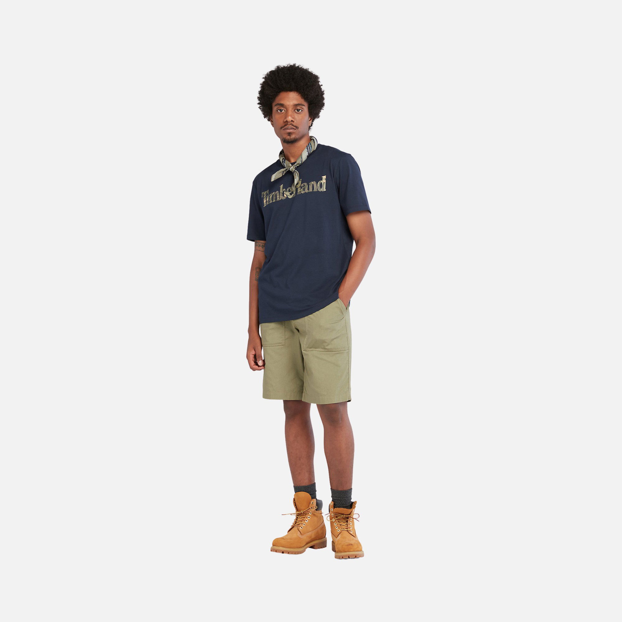 Timberland Sportswear Linear Camouflage Logo Graphic Short-Sleeve Erkek Tişört