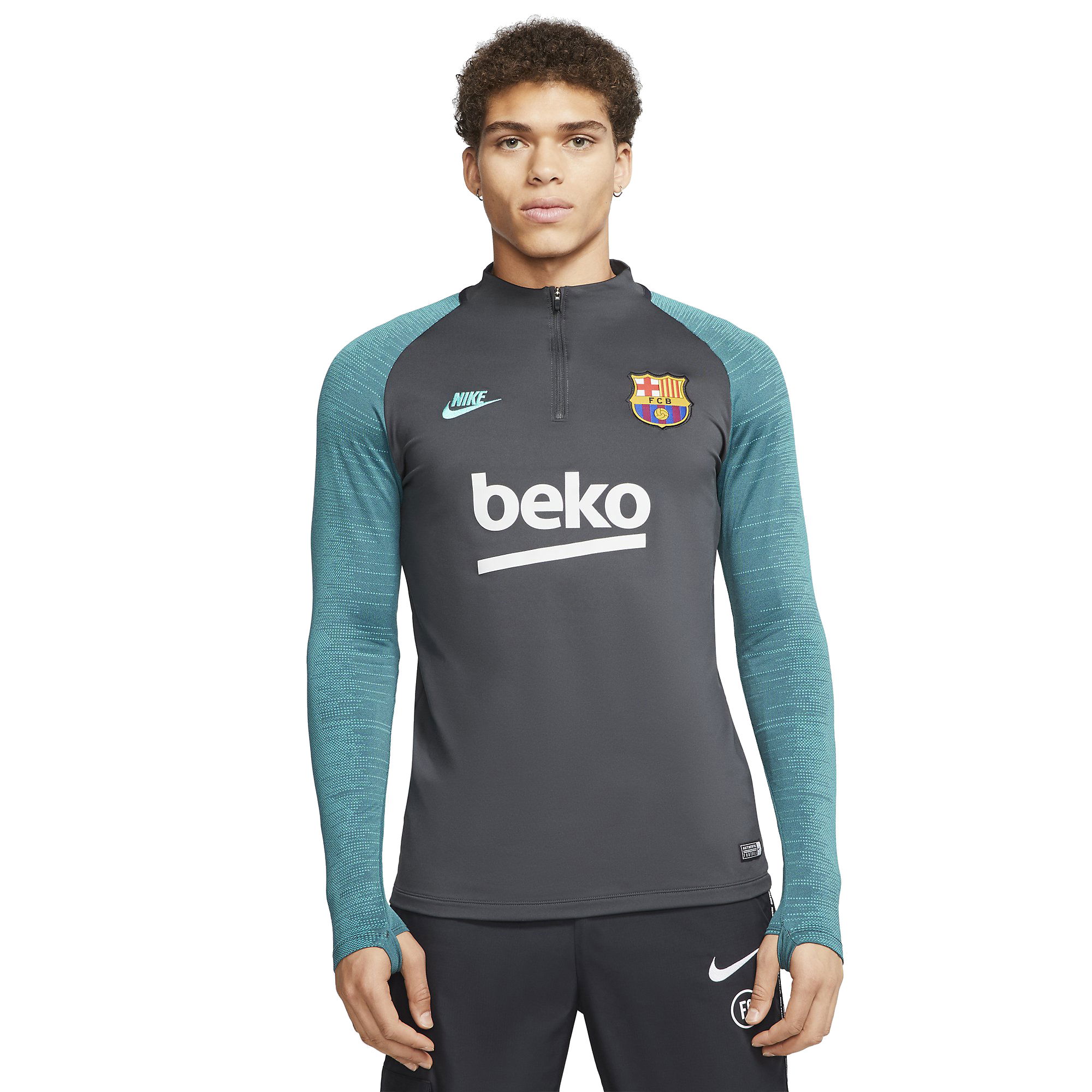 Nike Dri-Fit FC Barcelona Strike Football Long-Sleeve Drill Top Erkek Tişört