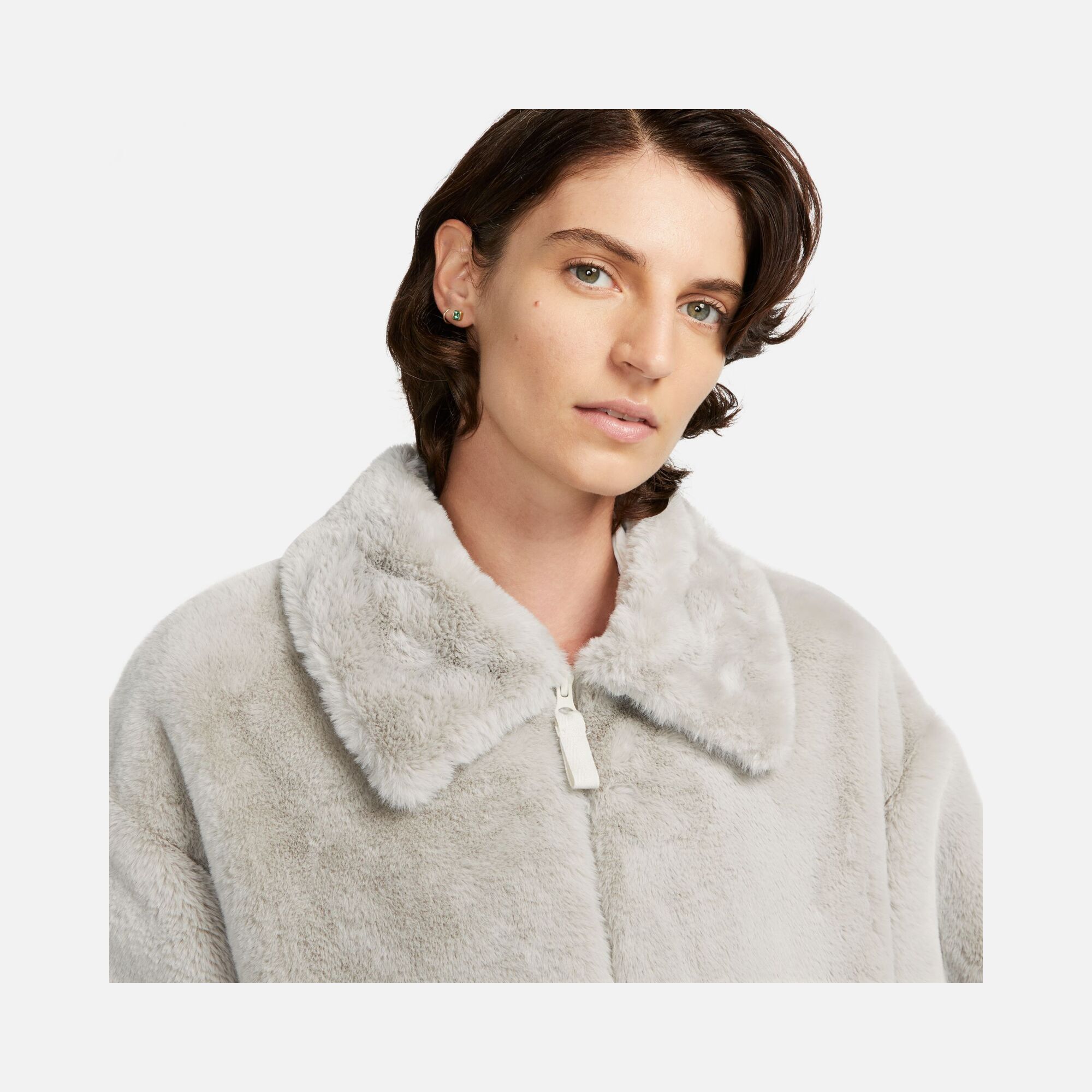 Nike Sportswear Large Swoosh Printed Faux Fur Full-Zip Long Kadın Ceket