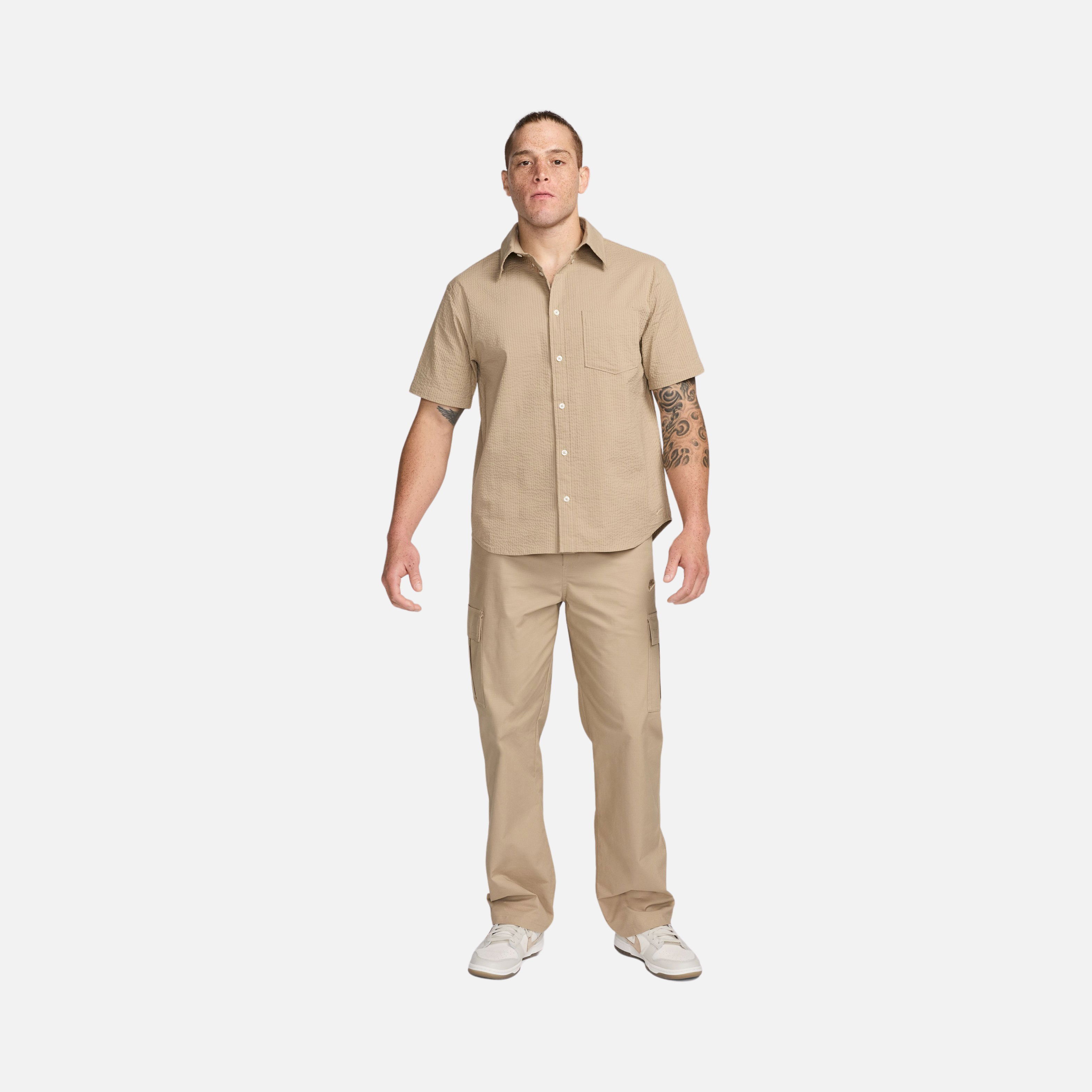 Nike Life Seersucker Fabric Button-Down Short-Sleeve Erkek Gömlek