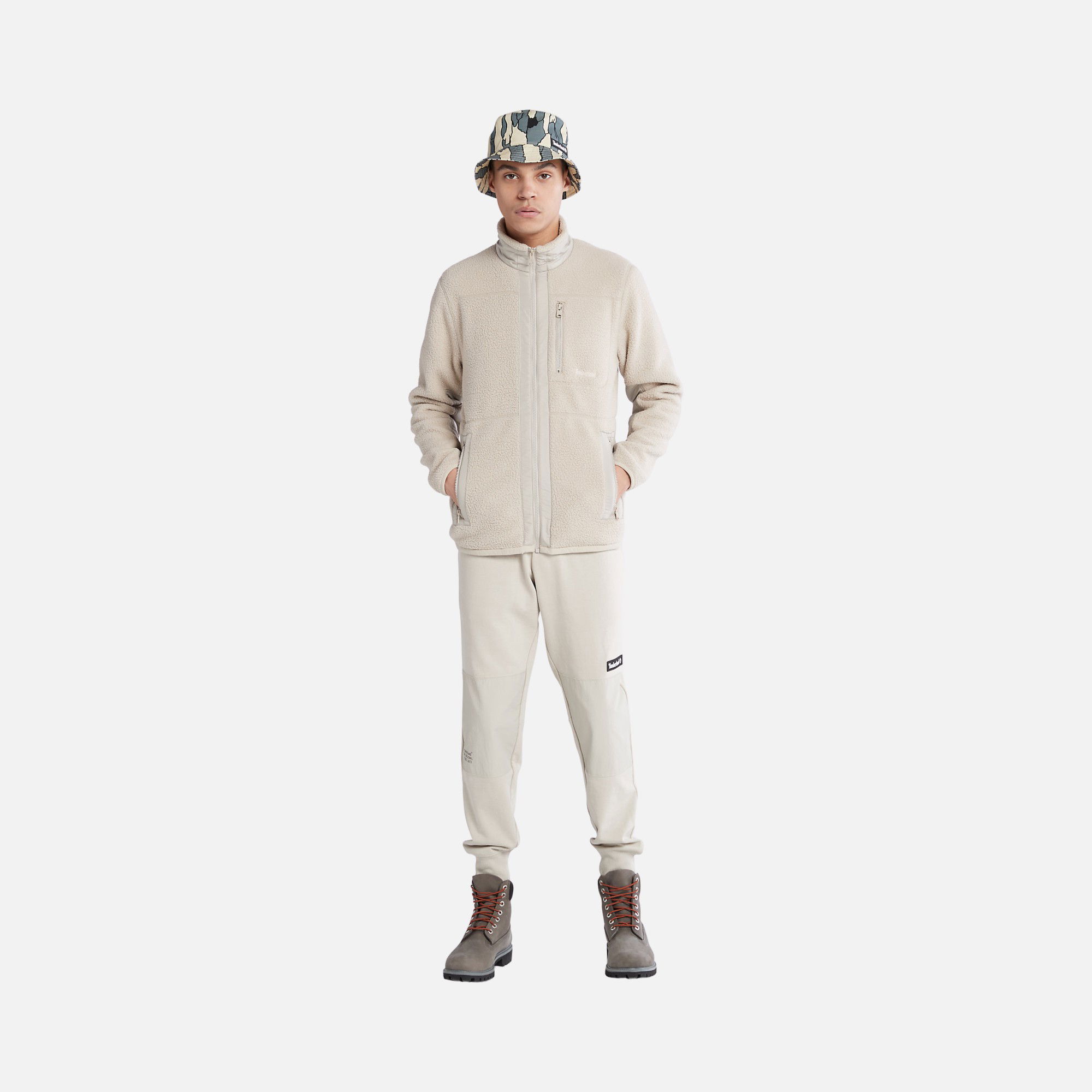 Timberland Sportswear Mix Media Sherpa Full-Zip Fleece Hoodie Erkek Ceket