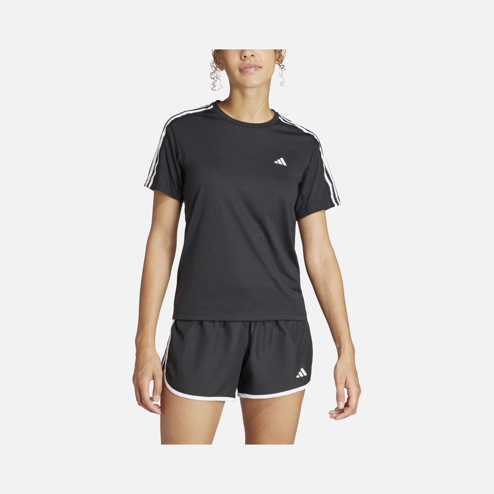 adidas AEROREADY Own the Run 3-Stripes Running Short-Sleeve Kadın Tişört