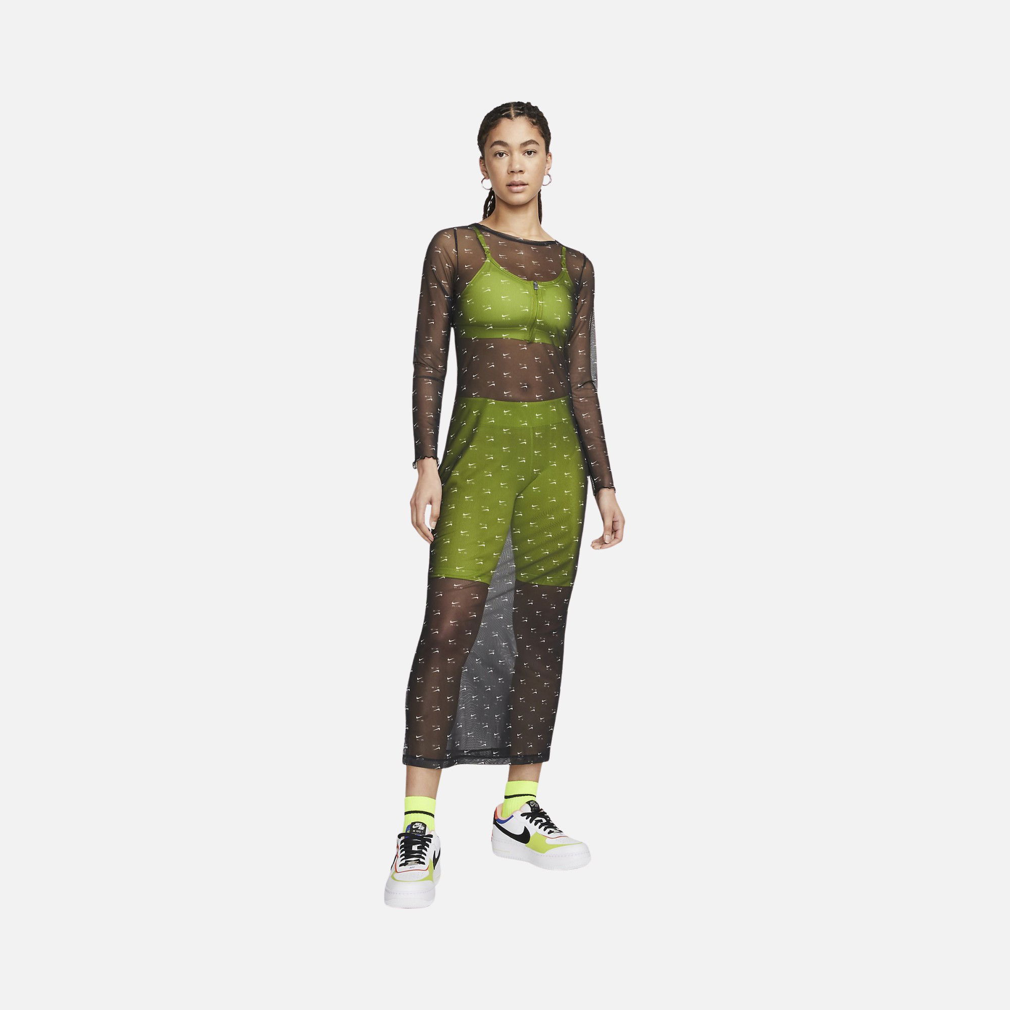 Nike Sportswear Air Printed Mesh Long-Sleeve Kadın Elbise