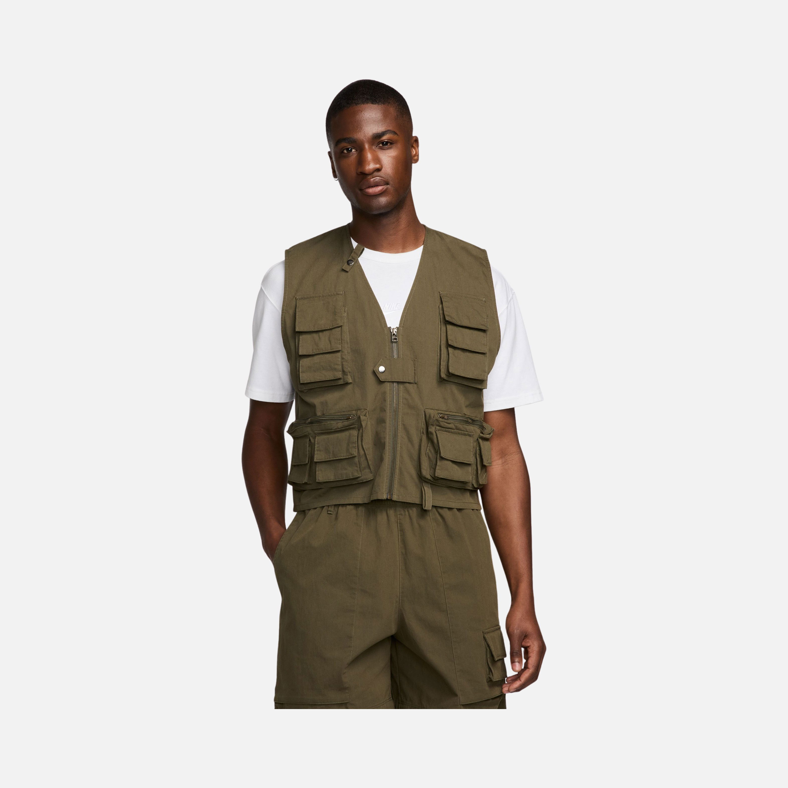 Nike Life Utility Stonewashed Cotton Fabric Full-Zip Erkek Yelek